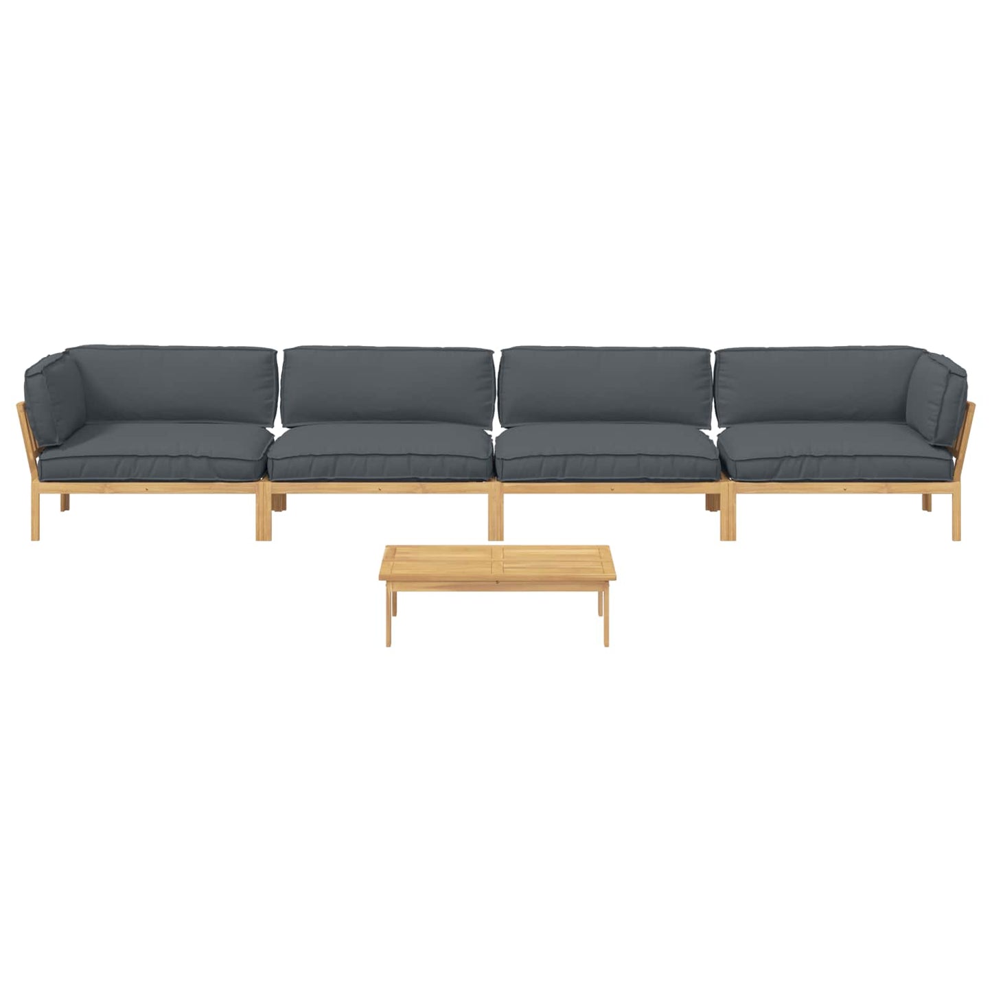 Bankstel met kussen Effen 5 pcs Antraciet Massief Acaciahout is nu te koop bij PeponiXL, paradijselijk wonen!