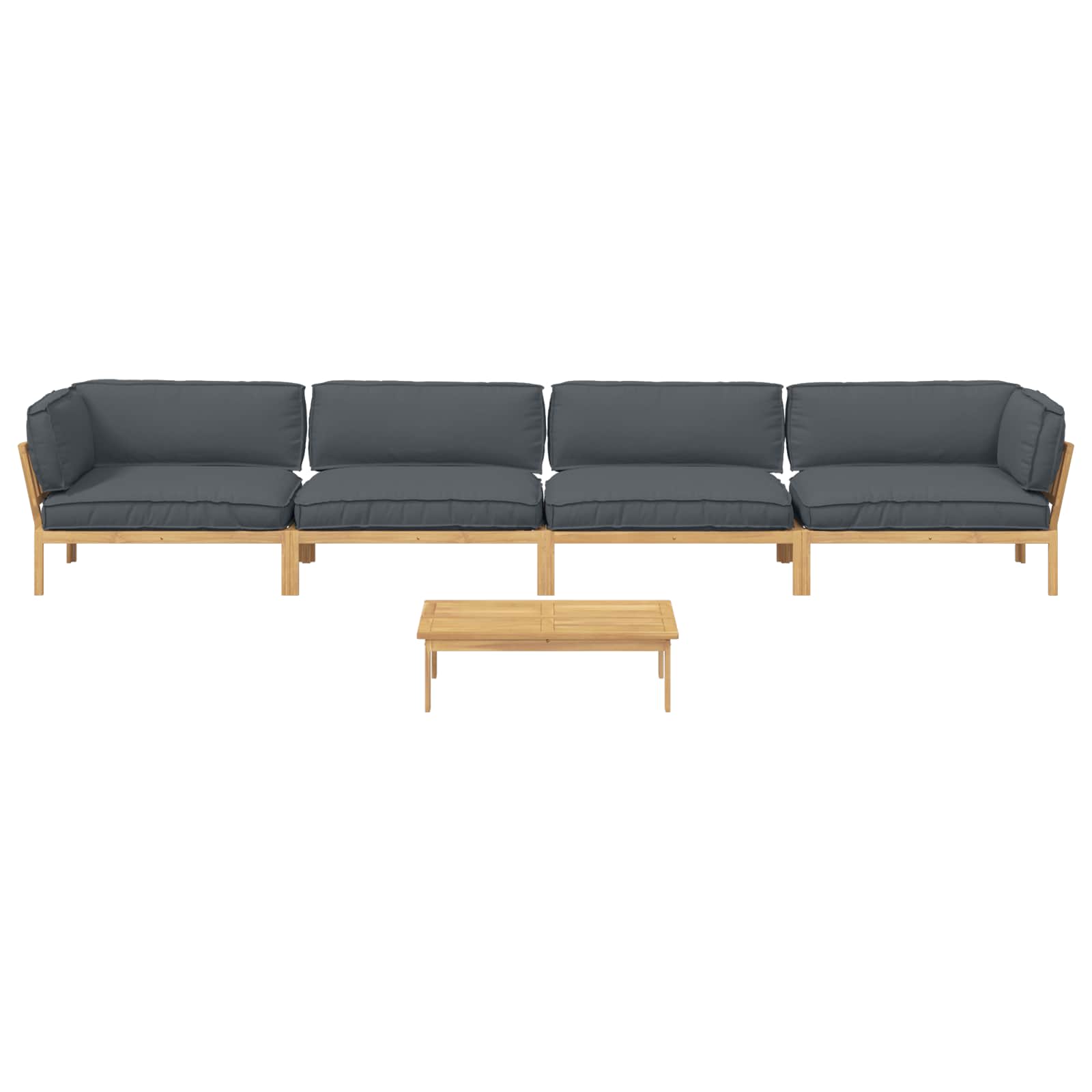 Bankstel met kussen Effen 5 pcs Antraciet Massief Acaciahout is nu te koop bij PeponiXL, paradijselijk wonen!
