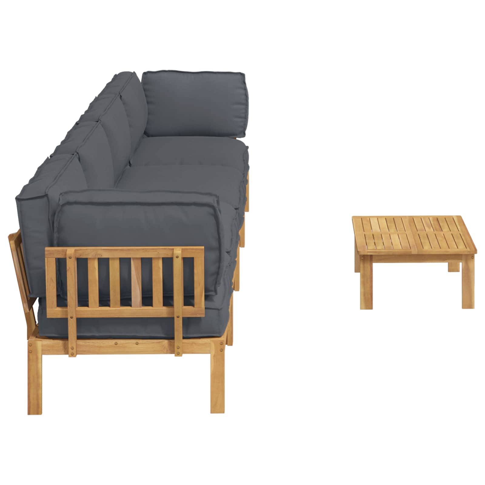 Bankstel met kussen Effen 5 pcs Antraciet Massief Acaciahout is nu te koop bij PeponiXL, paradijselijk wonen!
