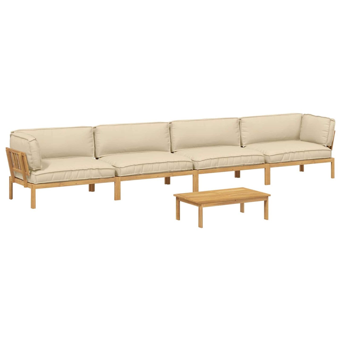 Bankstel met kussen Effen 5 pcs Beige Massief Acaciahout
