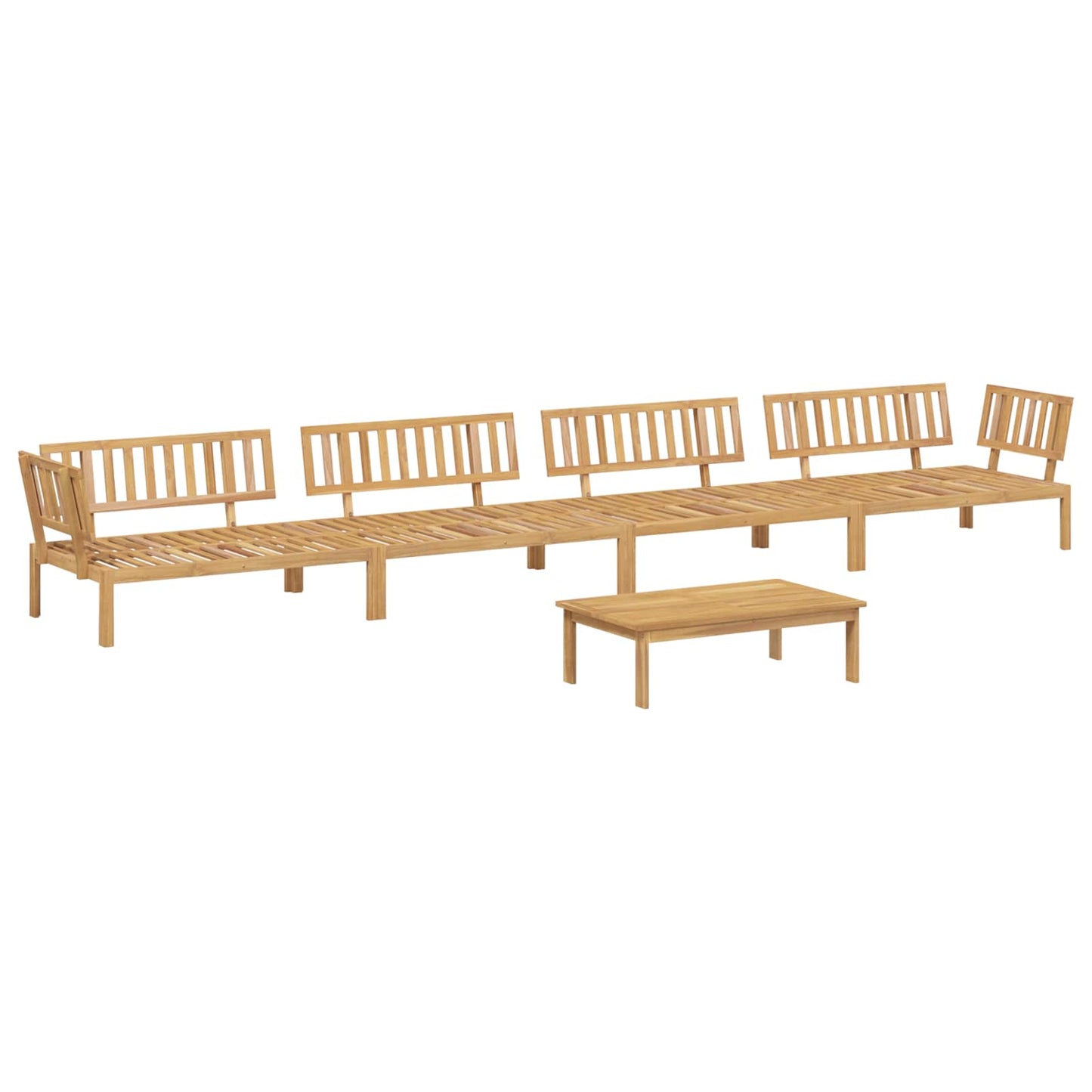 Bankstel met kussen Effen 5 pcs Beige Massief Acaciahout