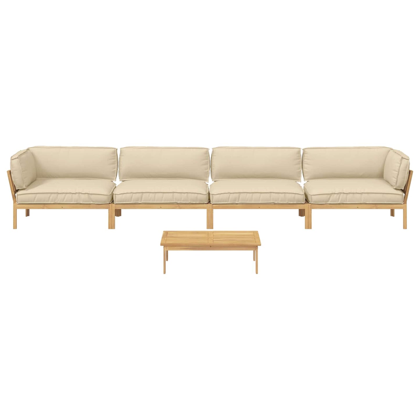 Bankstel met kussen Effen 5 pcs Beige Massief Acaciahout