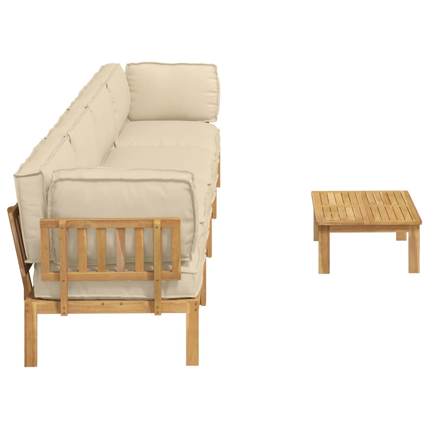Bankstel met kussen Effen 5 pcs Beige Massief Acaciahout
