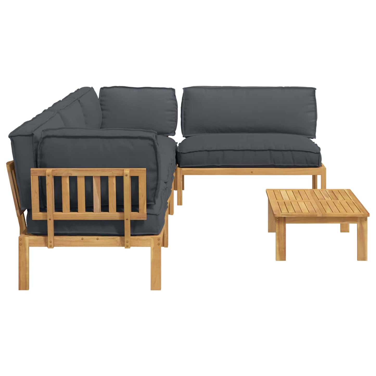 Bankstel met kussen Effen 5 pcs Antraciet Massief Acaciahout