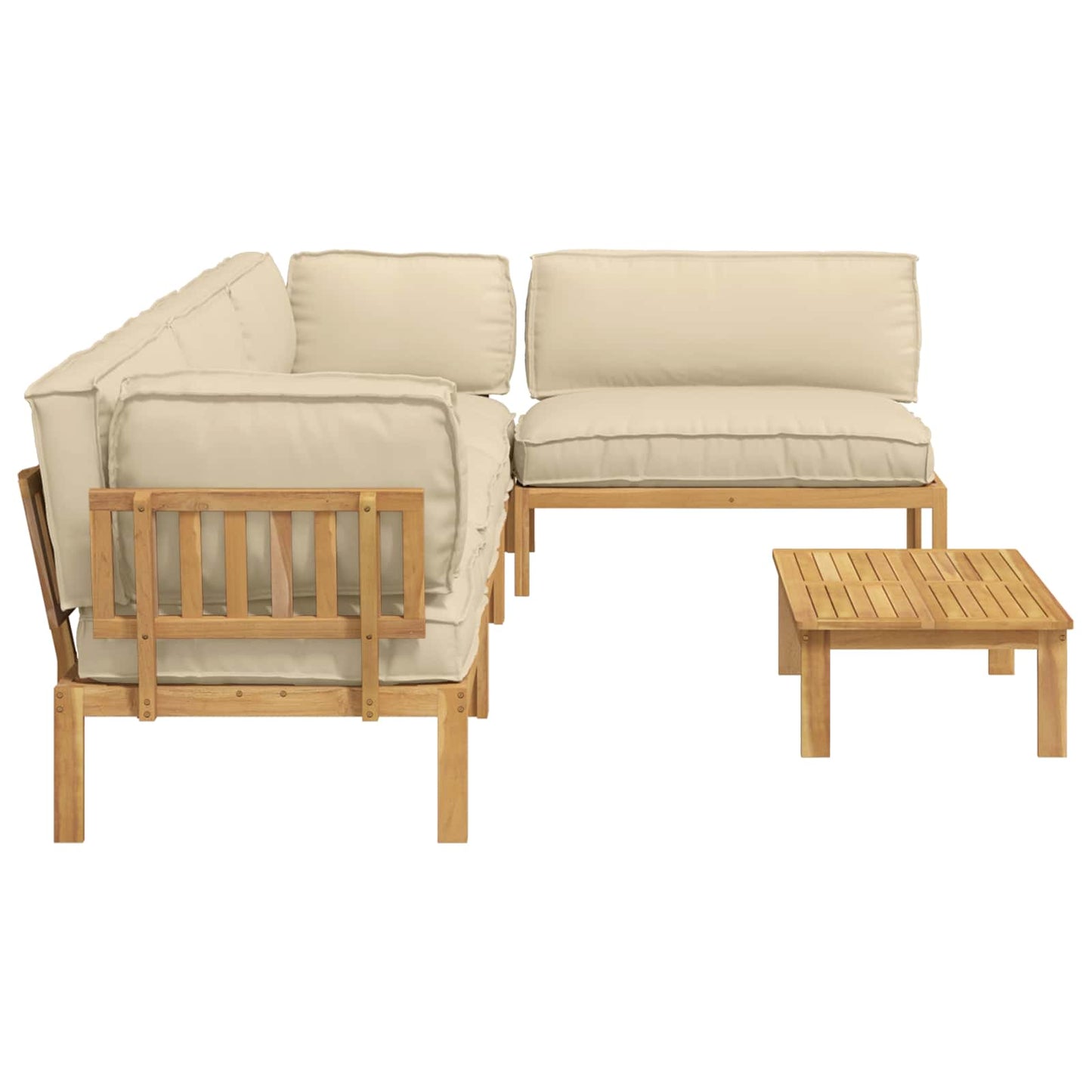 Bankstel met kussen Effen 5 pcs Beige Massief Acaciahout