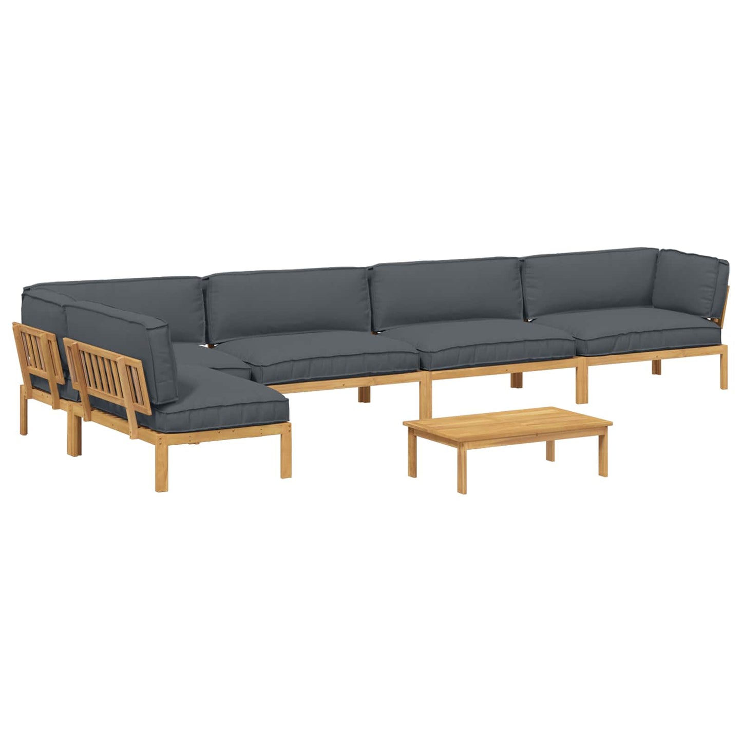 Bankstel met kussen Effen 6 pcs Antraciet Massief Acaciahout is nu te koop bij PeponiXL, paradijselijk wonen!