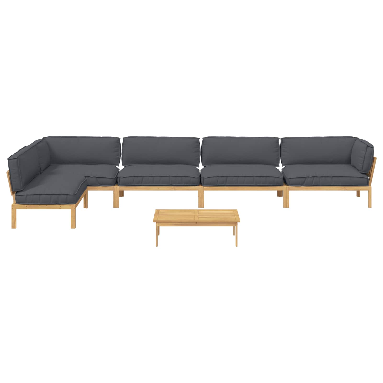 Bankstel met kussen Effen 6 pcs Antraciet Massief Acaciahout is nu te koop bij PeponiXL, paradijselijk wonen!