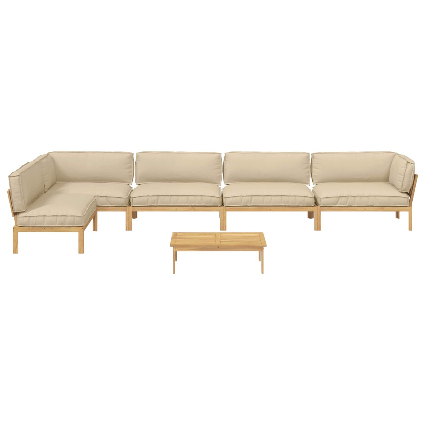 Bankstel met kussen Effen 6 pcs Beige Massief Acaciahout