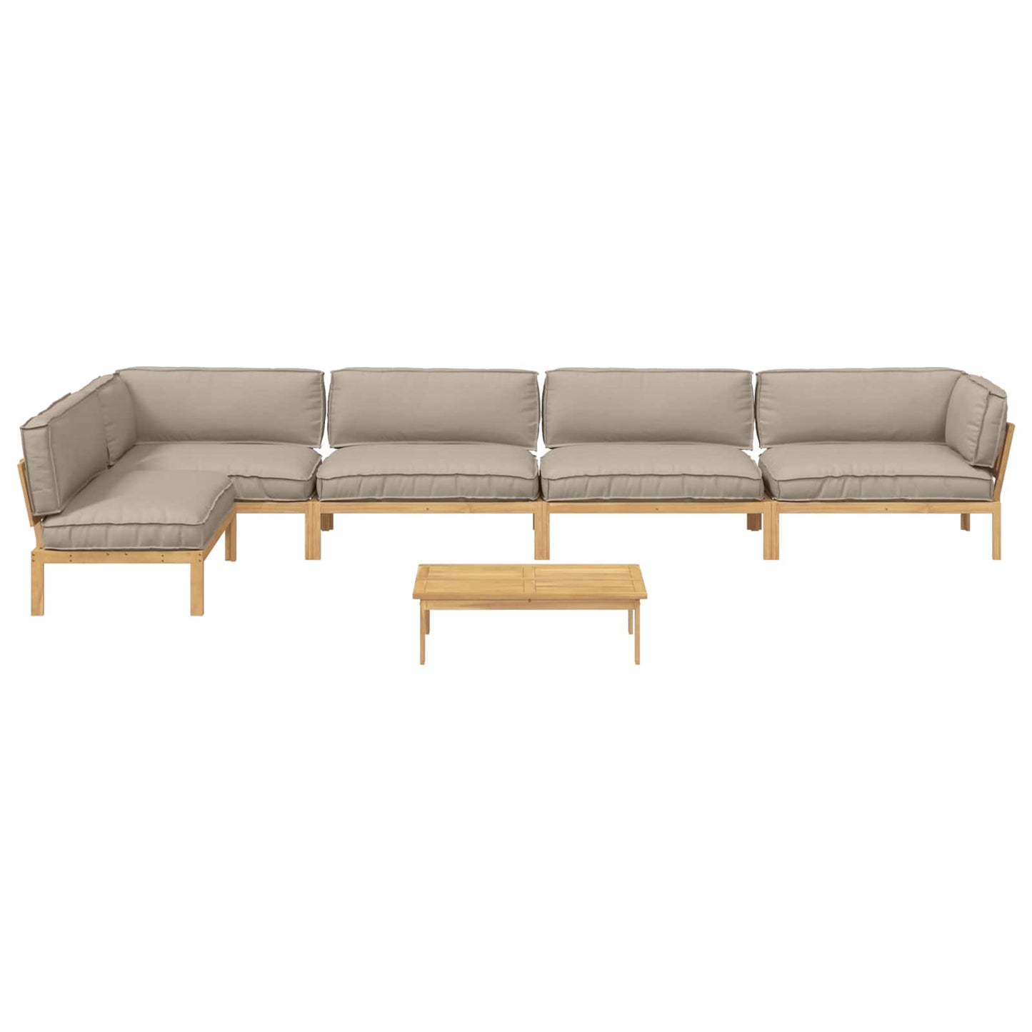 Bankstel met kussen Effen 6 pcs Taupe Massief Acaciahout