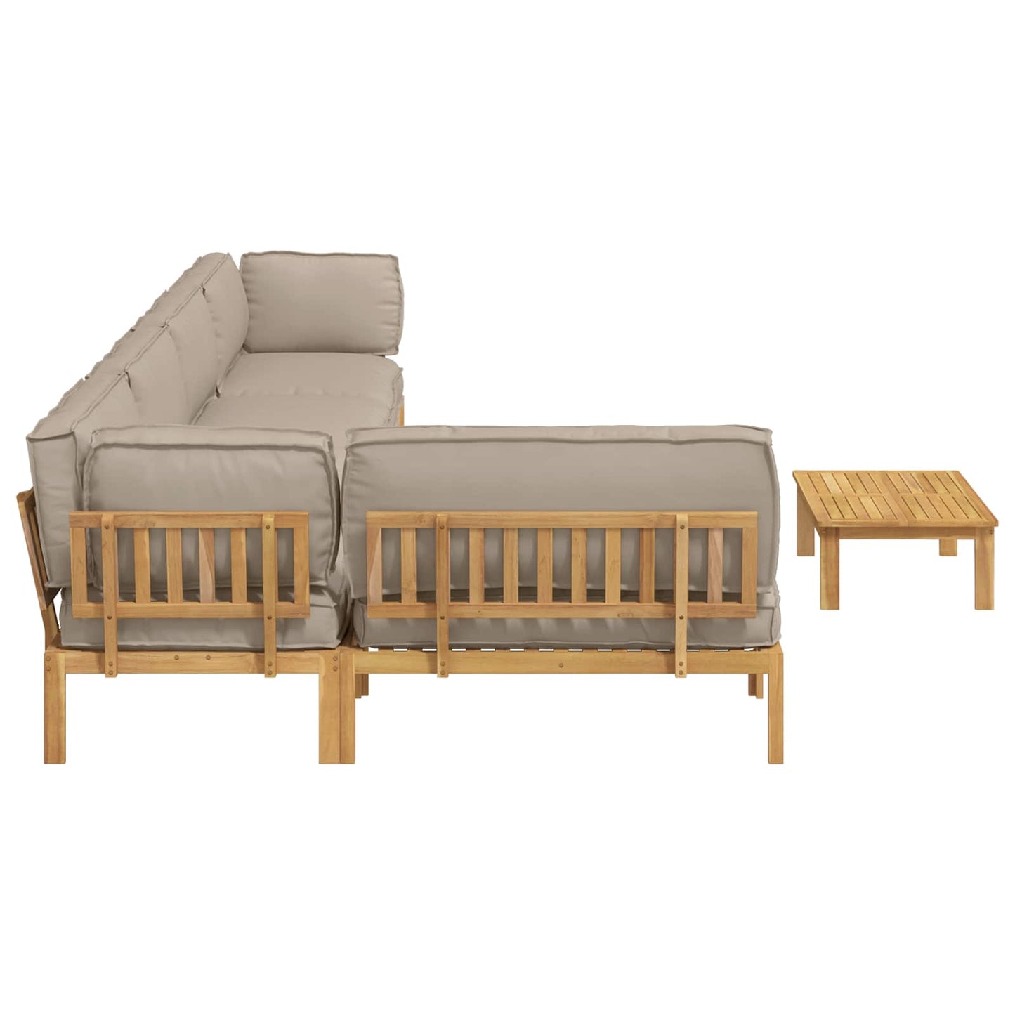 Bankstel met kussen Effen 6 pcs Taupe Massief Acaciahout