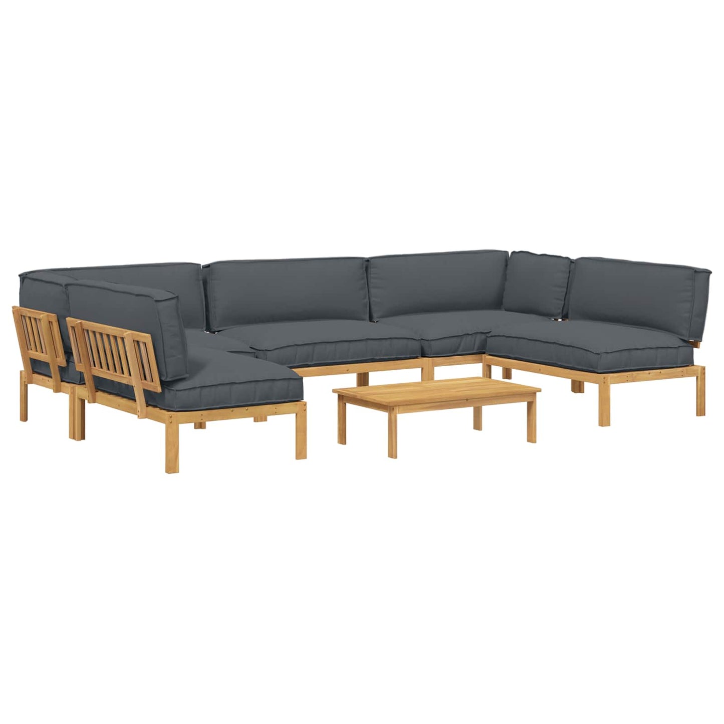 Bankstel met kussen Effen 6 pcs Antraciet Massief Acaciahout is nu te koop bij PeponiXL, paradijselijk wonen!