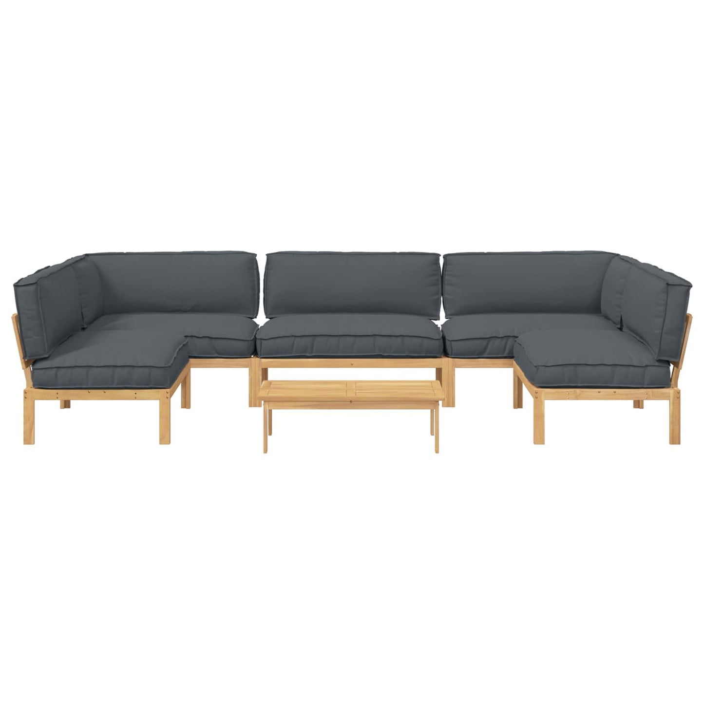 Bankstel met kussen Effen 6 pcs Antraciet Massief Acaciahout is nu te koop bij PeponiXL, paradijselijk wonen!