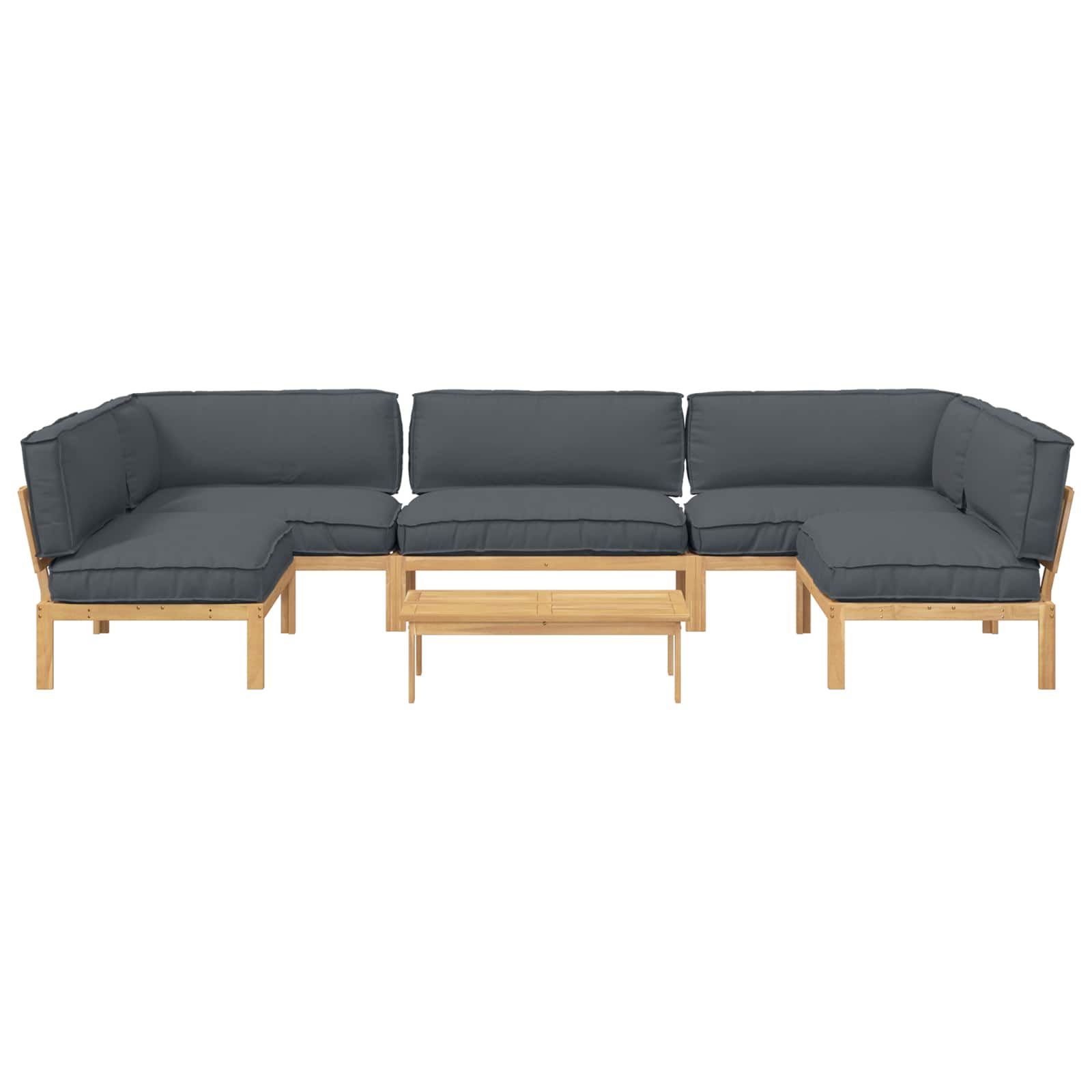 Bankstel met kussen Effen 6 pcs Antraciet Massief Acaciahout is nu te koop bij PeponiXL, paradijselijk wonen!