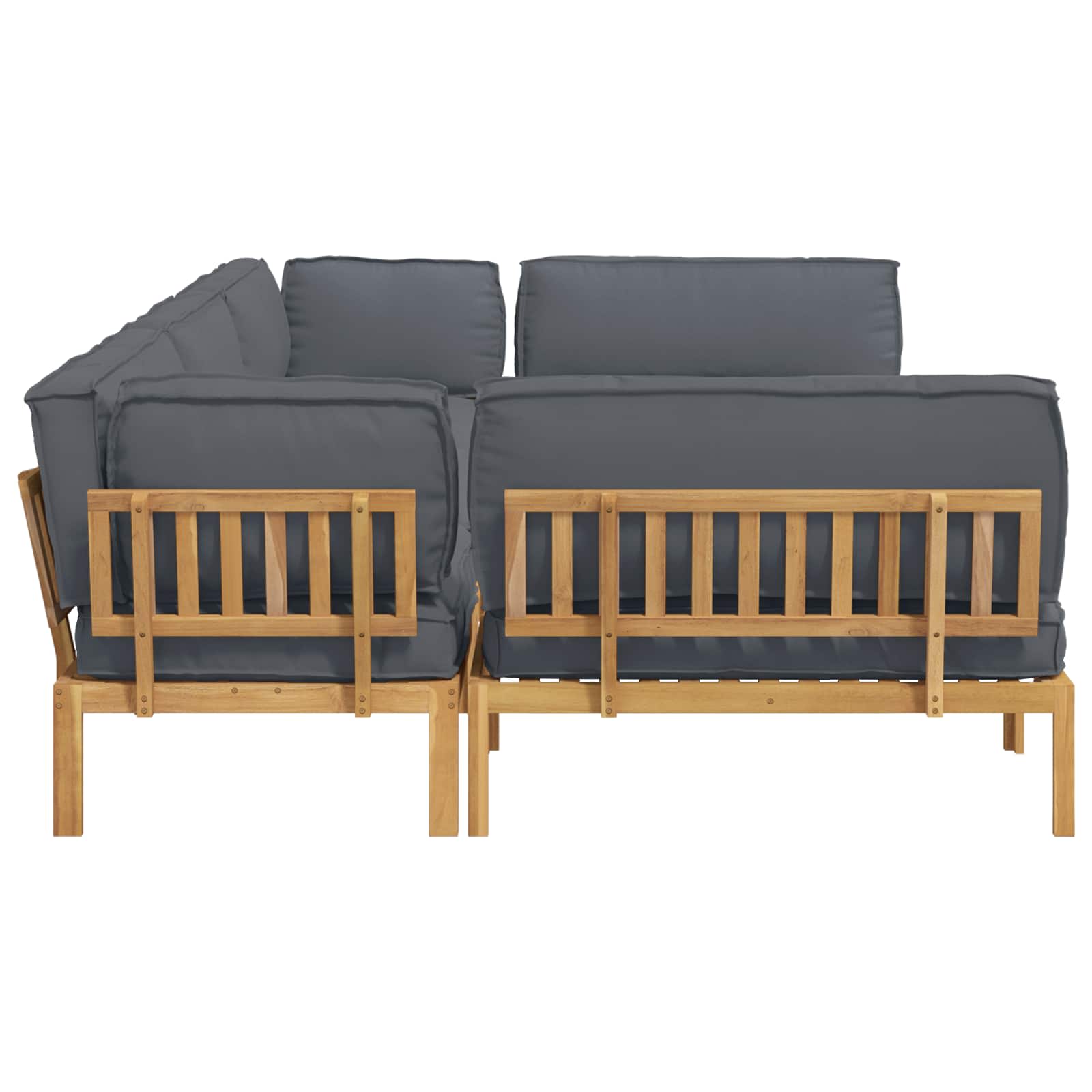 Bankstel met kussen Effen 6 pcs Antraciet Massief Acaciahout is nu te koop bij PeponiXL, paradijselijk wonen!