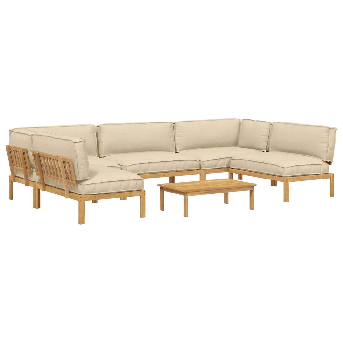 Bankstel met kussen Effen 6 pcs Beige Massief Acaciahout