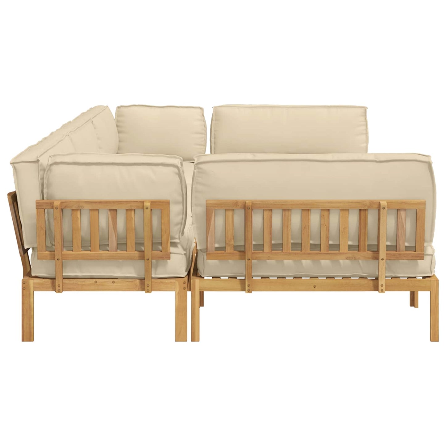 Bankstel met kussen Effen 6 pcs Beige Massief Acaciahout