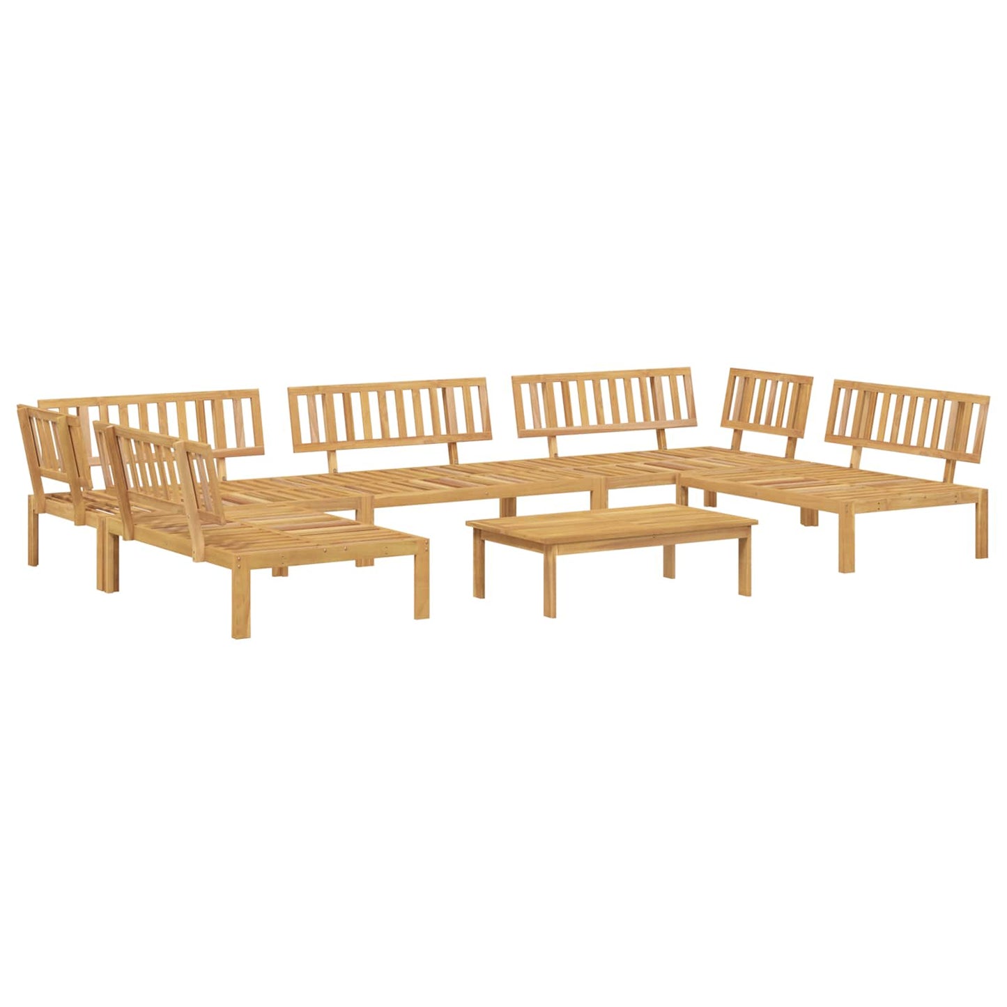Bankstel met kussen Effen 6 pcs Taupe Massief Acaciahout