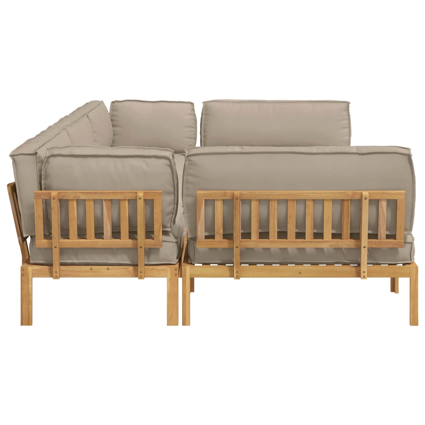 Bankstel met kussen Effen 6 pcs Taupe Massief Acaciahout