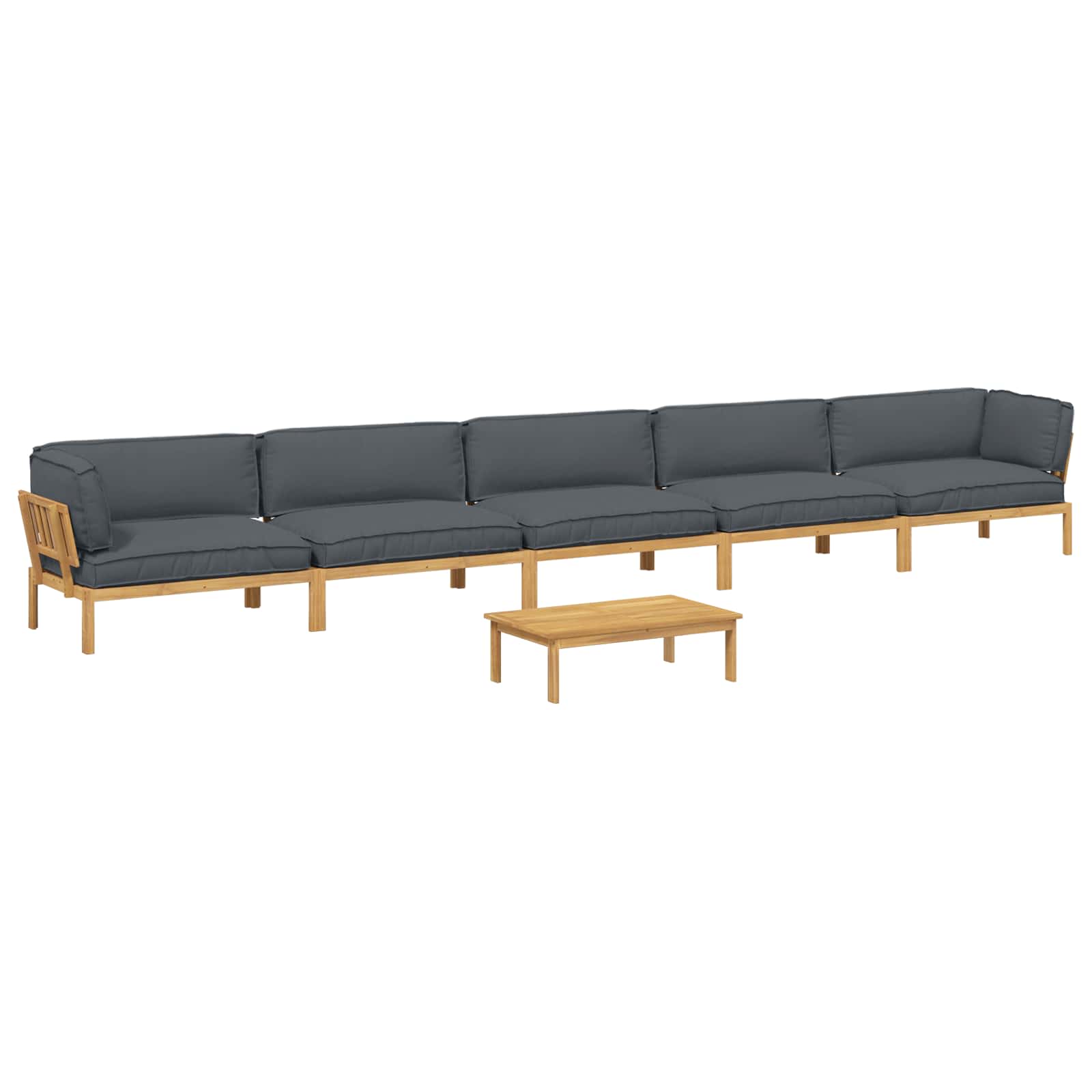 Bankstel met kussen Effen 6 pcs Antraciet Massief Acaciahout is nu te koop bij PeponiXL, paradijselijk wonen!