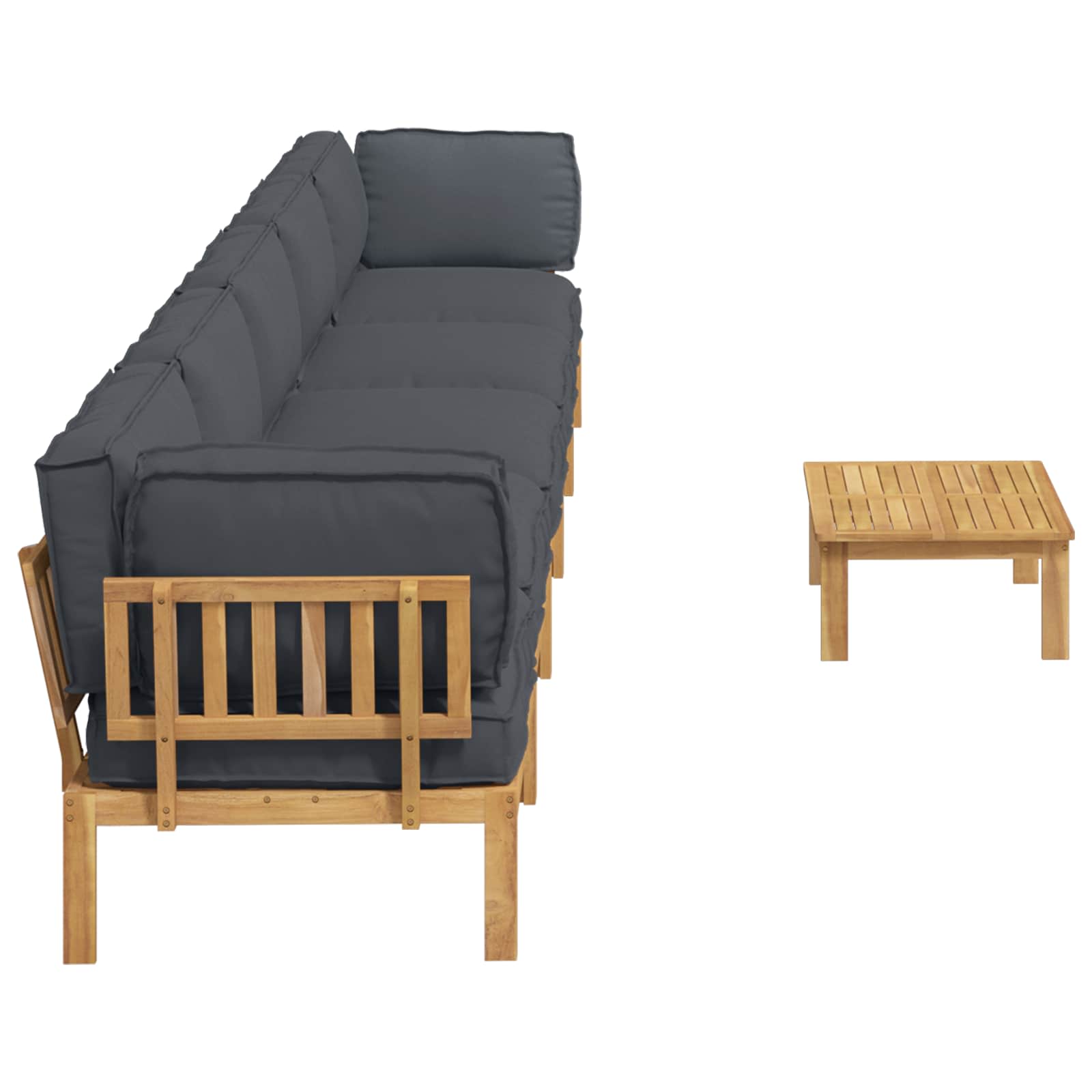 Bankstel met kussen Effen 6 pcs Antraciet Massief Acaciahout is nu te koop bij PeponiXL, paradijselijk wonen!