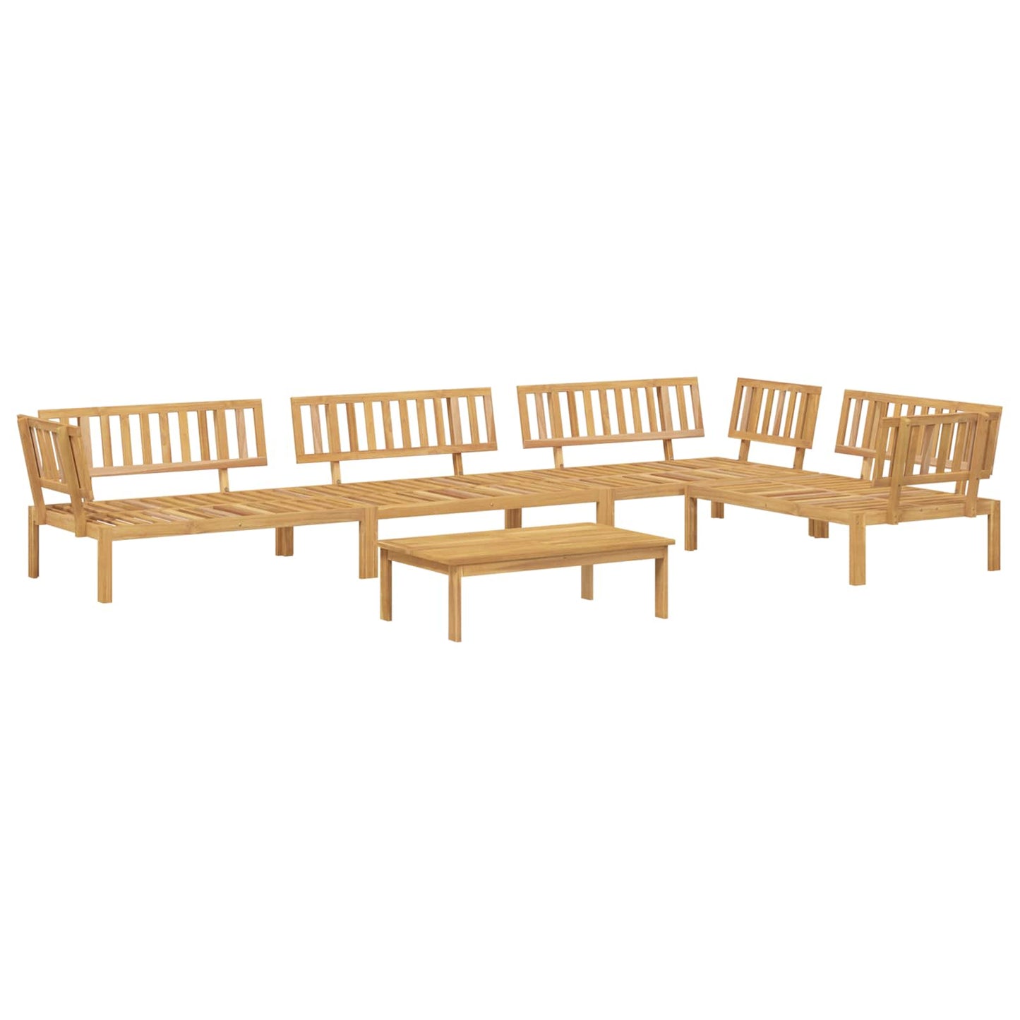 Bankstel met kussen 5 pcs Beige, Lichtbruin Massief Acaciahout