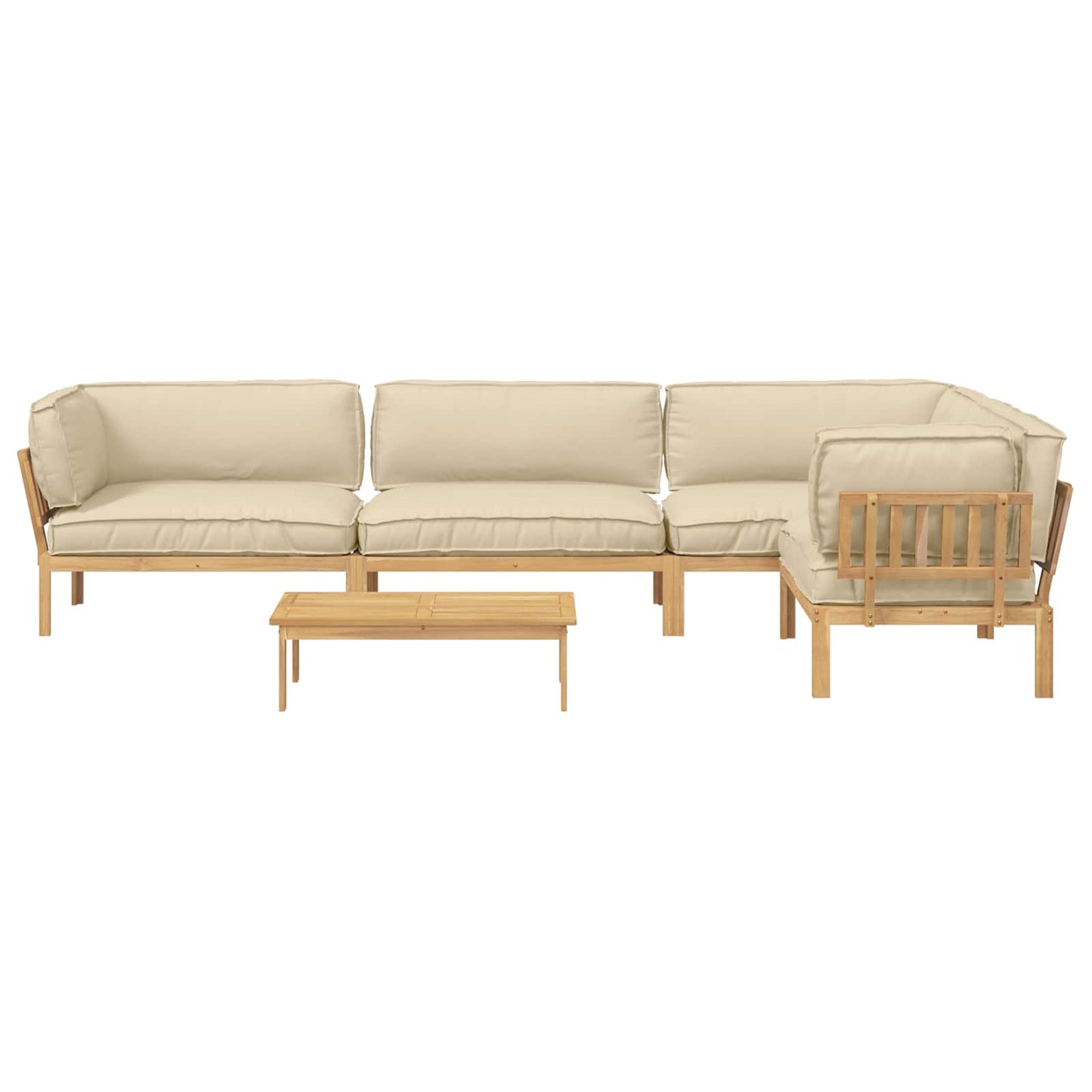 Bankstel met kussen 5 pcs Beige, Lichtbruin Massief Acaciahout