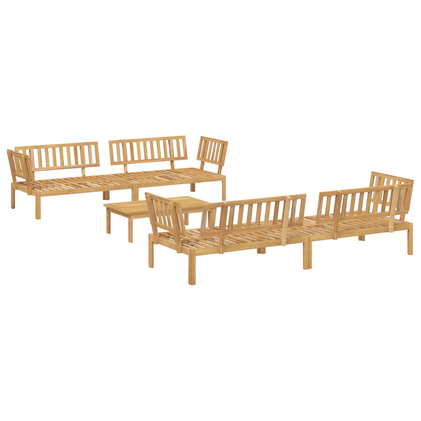 Bankstel met kussen Effen 5 pcs Antraciet Massief Acaciahout