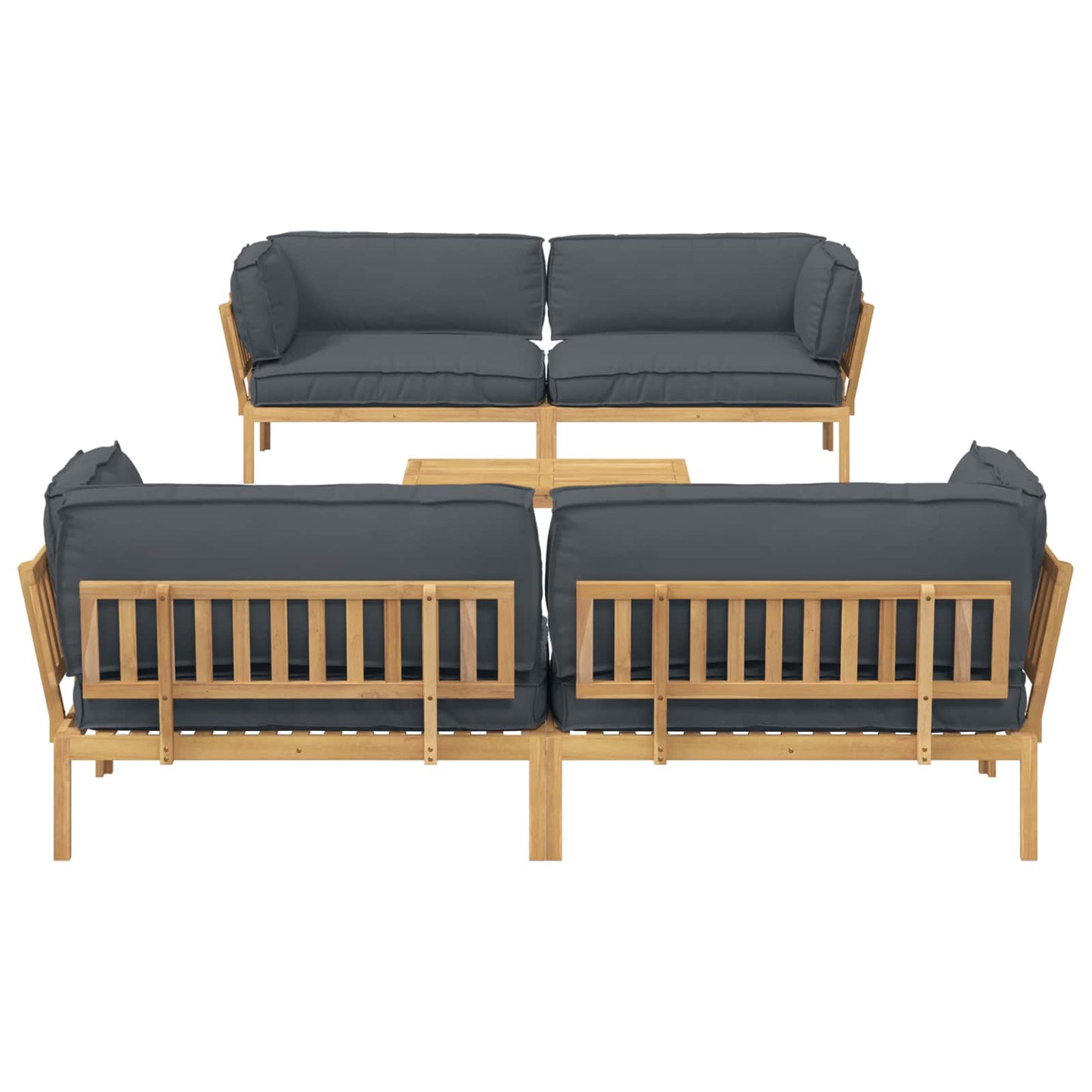 Bankstel met kussen Effen 5 pcs Antraciet Massief Acaciahout