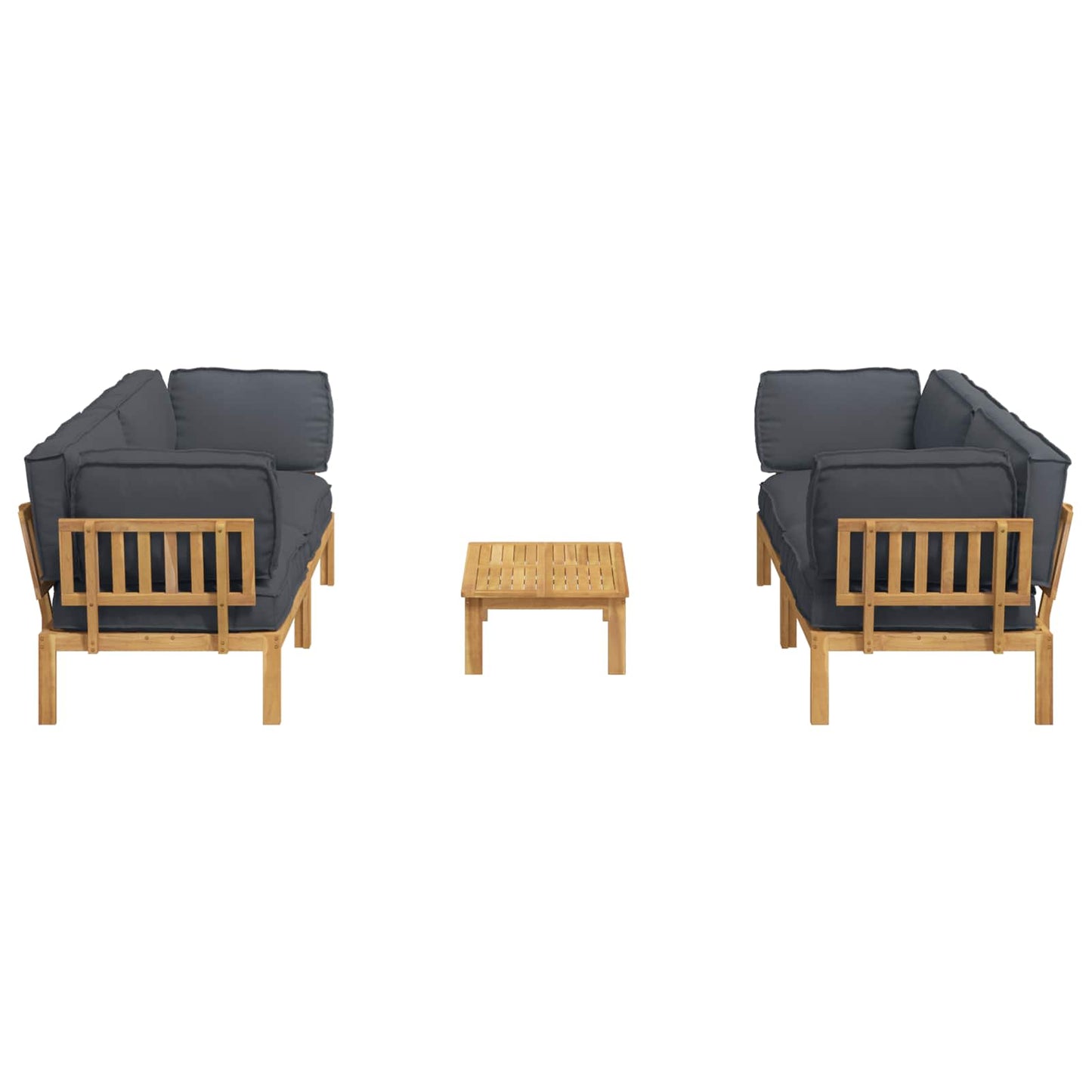 Bankstel met kussen Effen 5 pcs Antraciet Massief Acaciahout