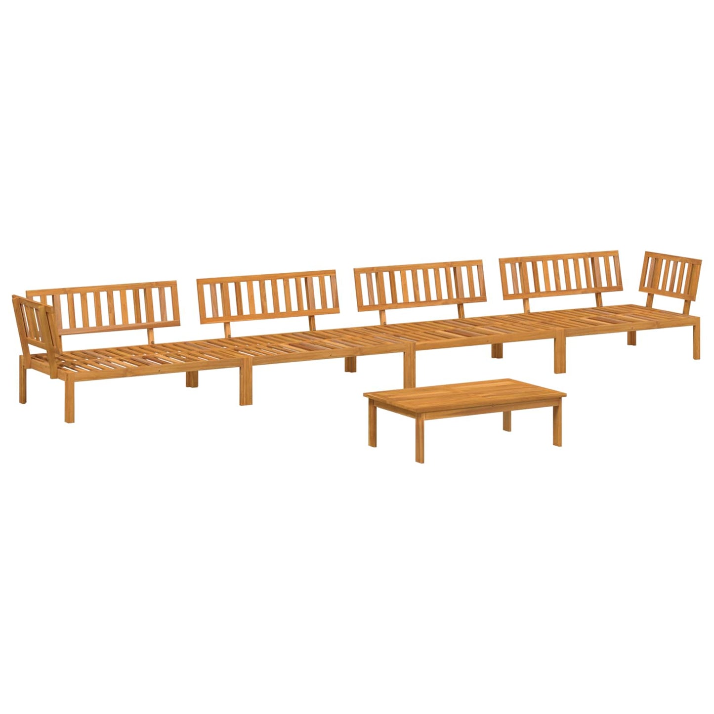 Bankstel met kussen Effen 5 pcs Taupe Massief Acaciahout