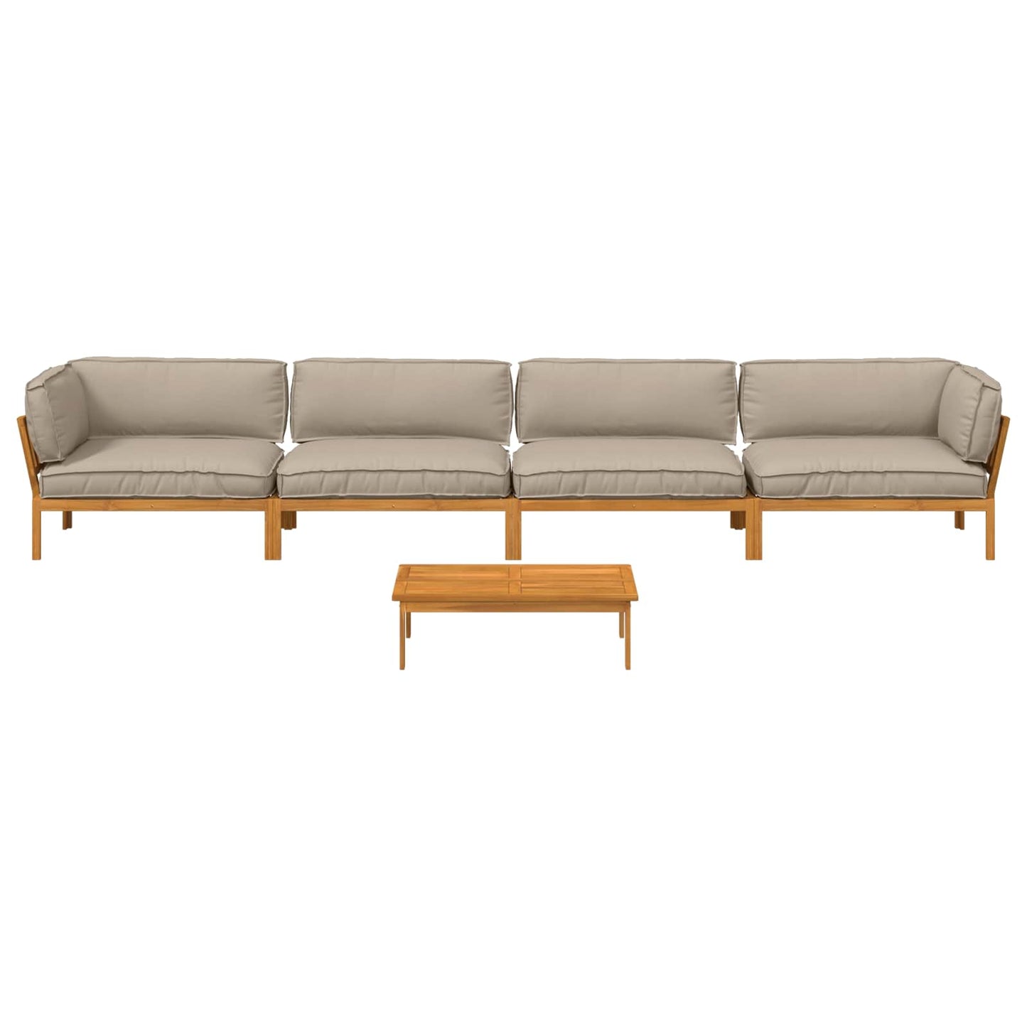 Bankstel met kussen Effen 5 pcs Taupe Massief Acaciahout