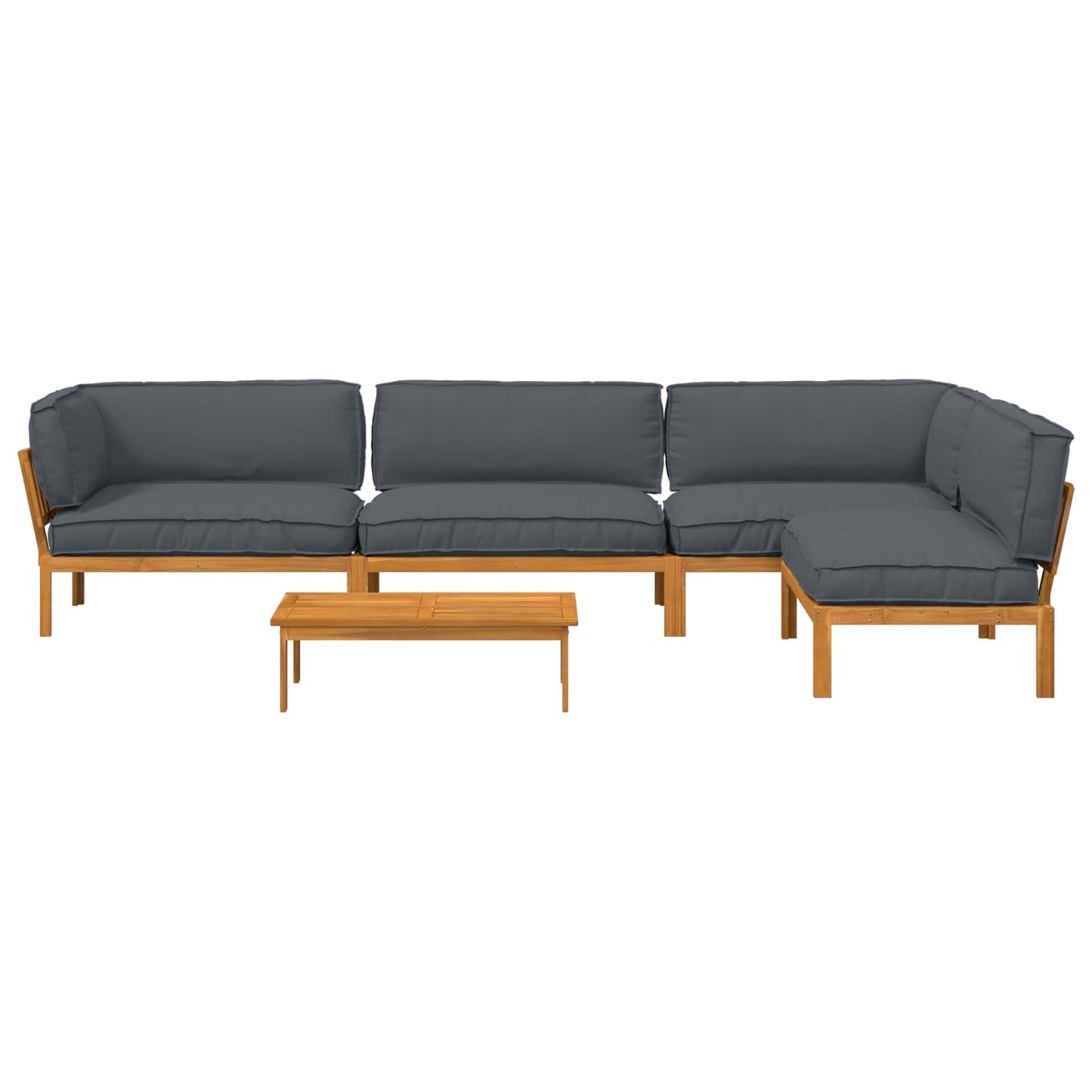 Bankstel met kussen Effen 5 pcs Antraciet Massief Acaciahout