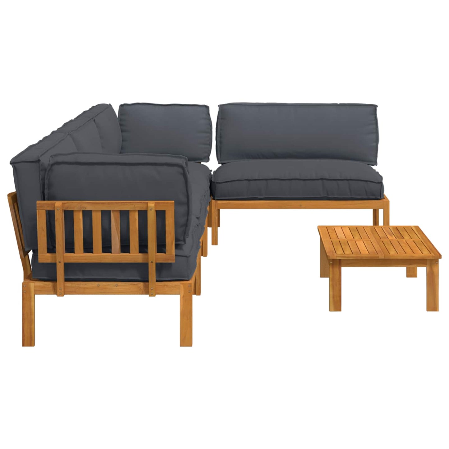 Bankstel met kussen Effen 5 pcs Antraciet Massief Acaciahout