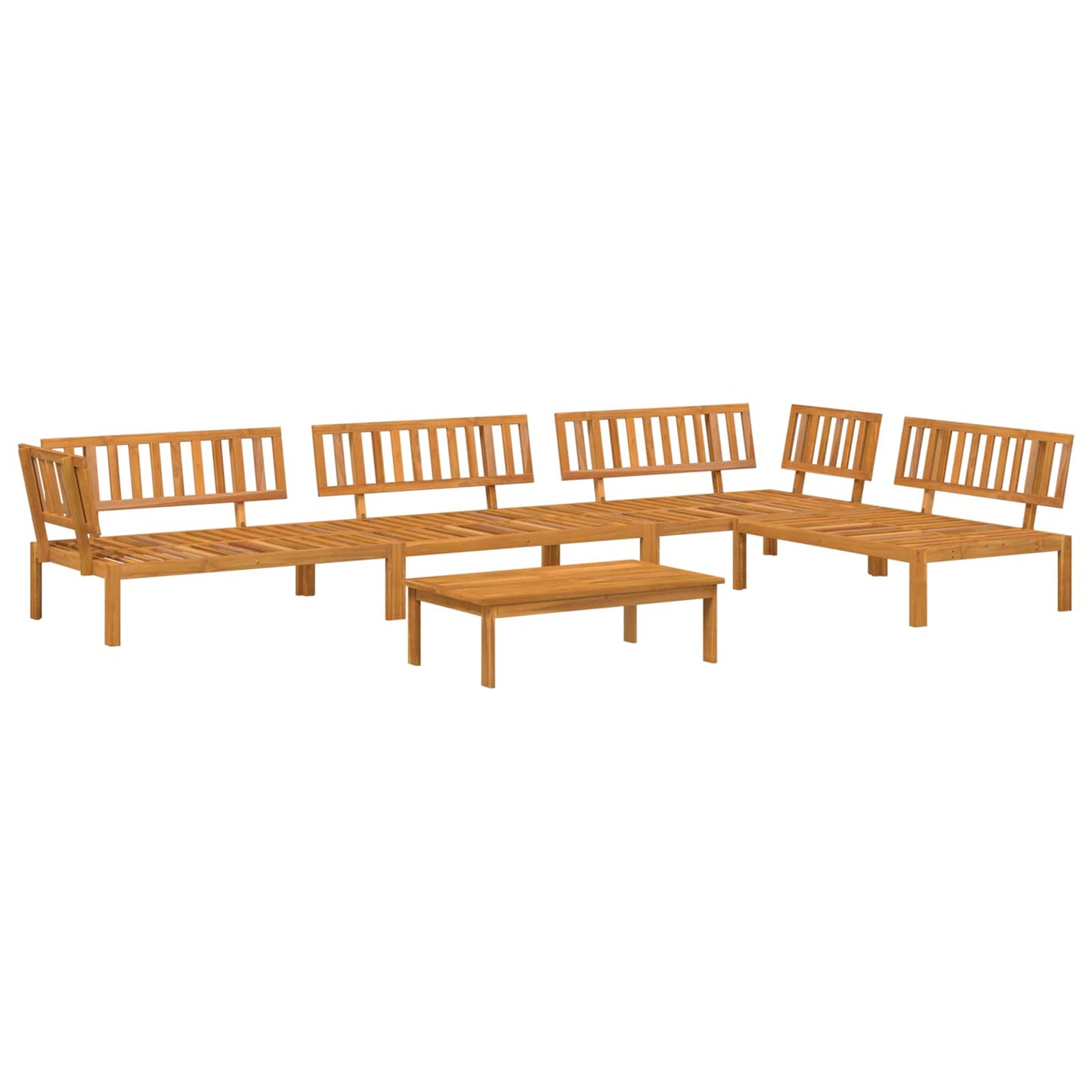 Bankstel met kussen Effen 5 pcs Grijs Massief Acaciahout