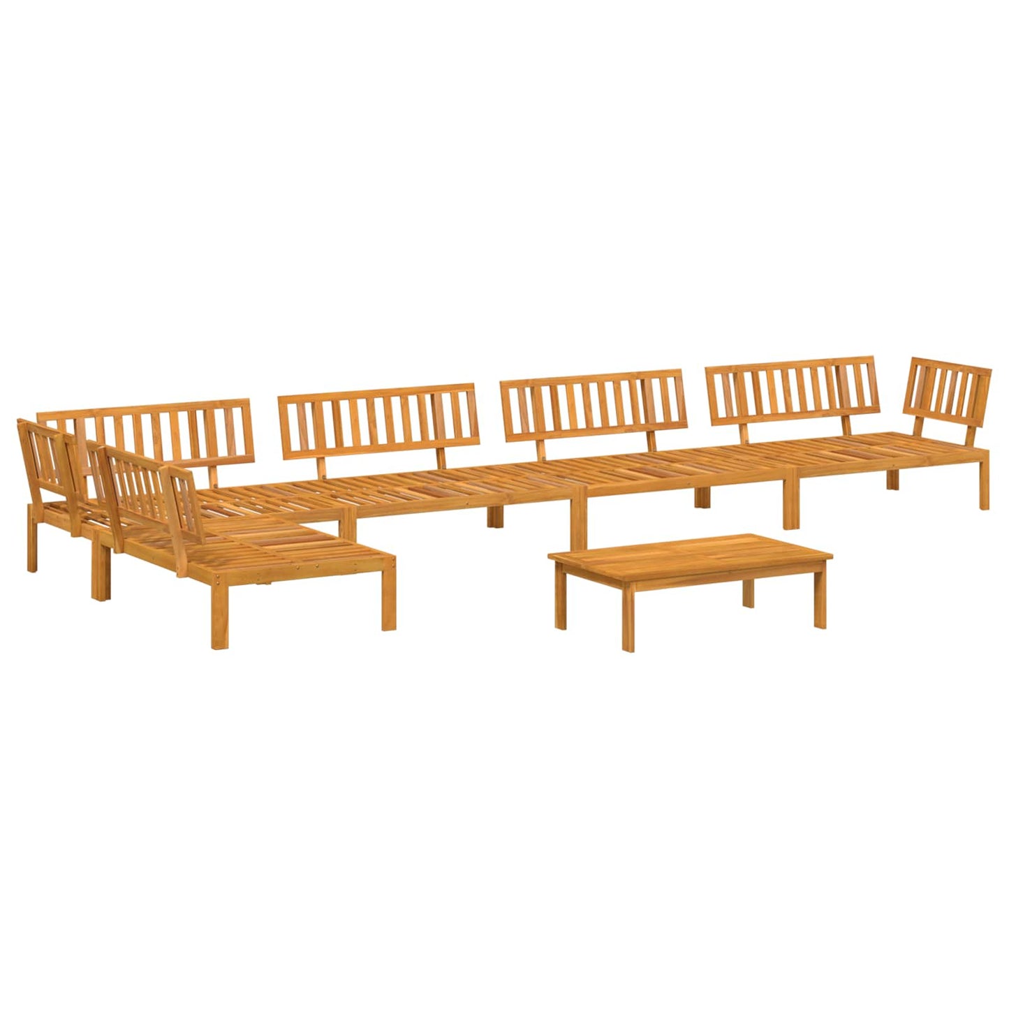 Bankstel met kussen Effen 6 pcs Antraciet Massief Acaciahout