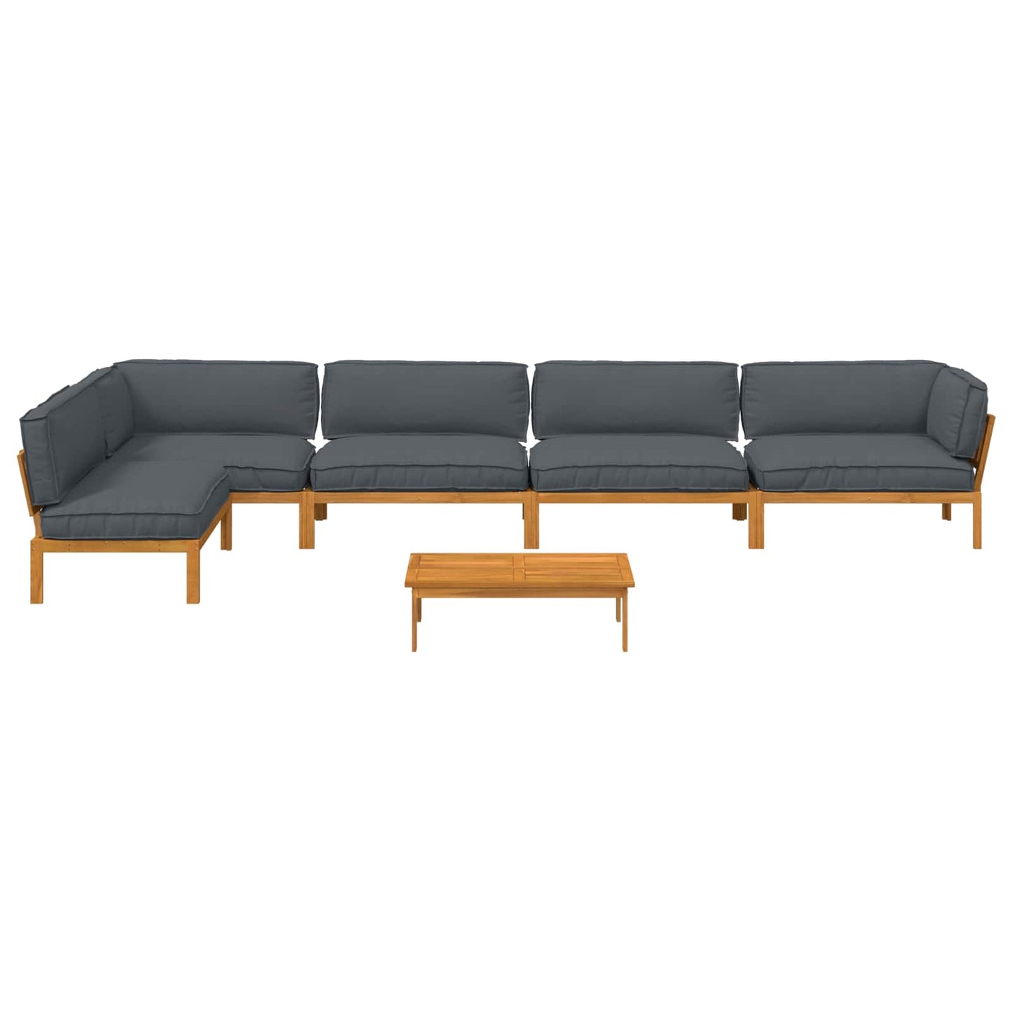 Bankstel met kussen Effen 6 pcs Antraciet Massief Acaciahout