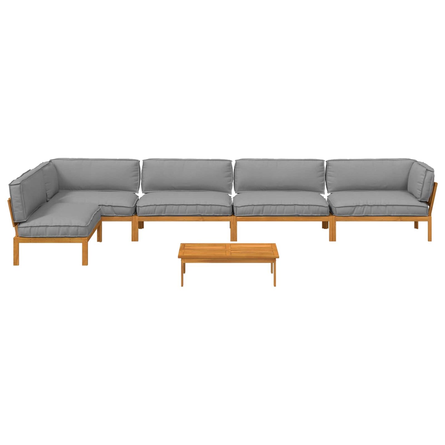 Bankstel met kussen Effen 6 pcs Grijs Massief Acaciahout