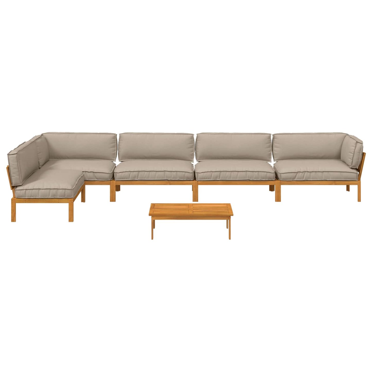 Bankstel met kussen Effen 6 pcs Taupe Massief Acaciahout