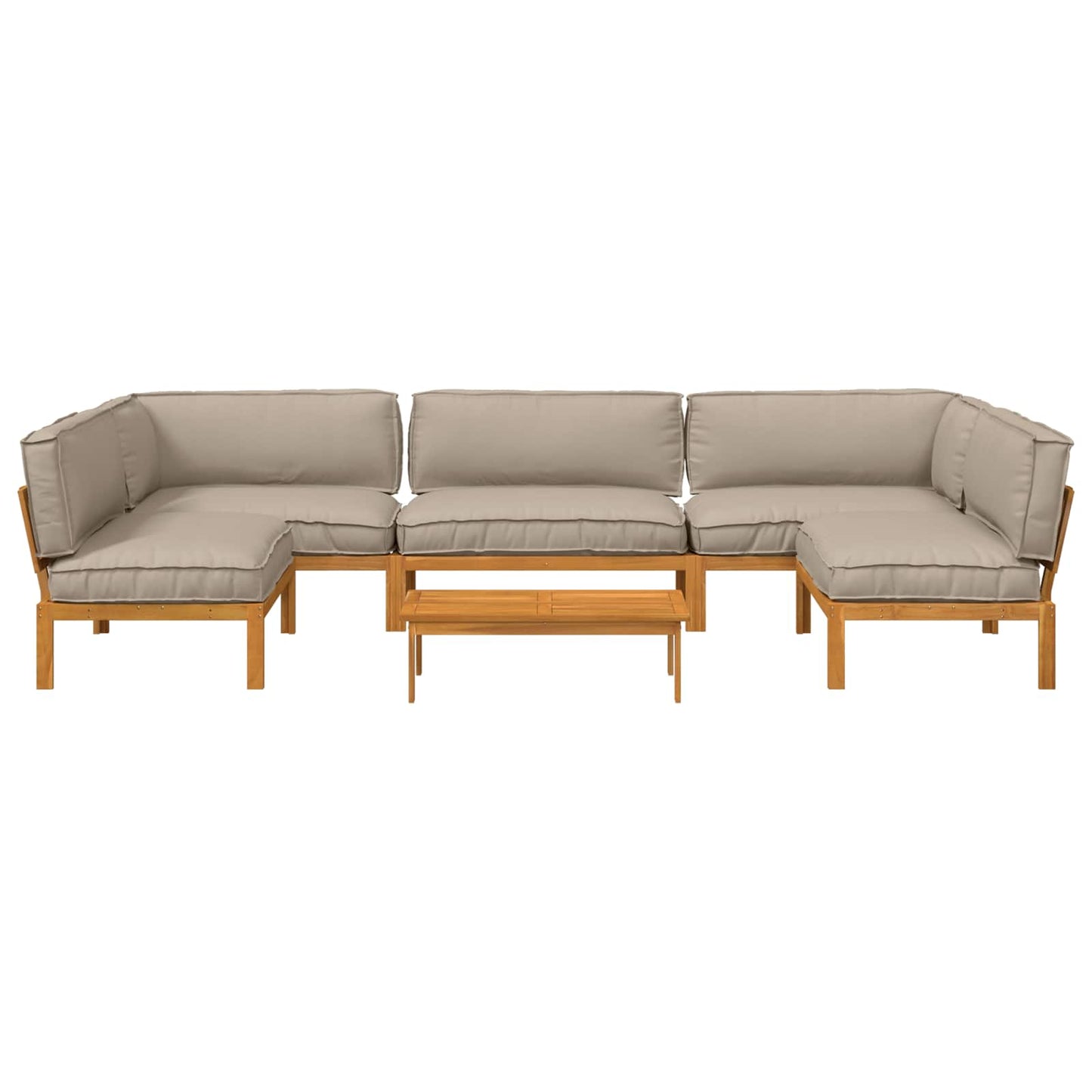 Bankstel met kussen Effen 6 pcs Taupe Massief Acaciahout