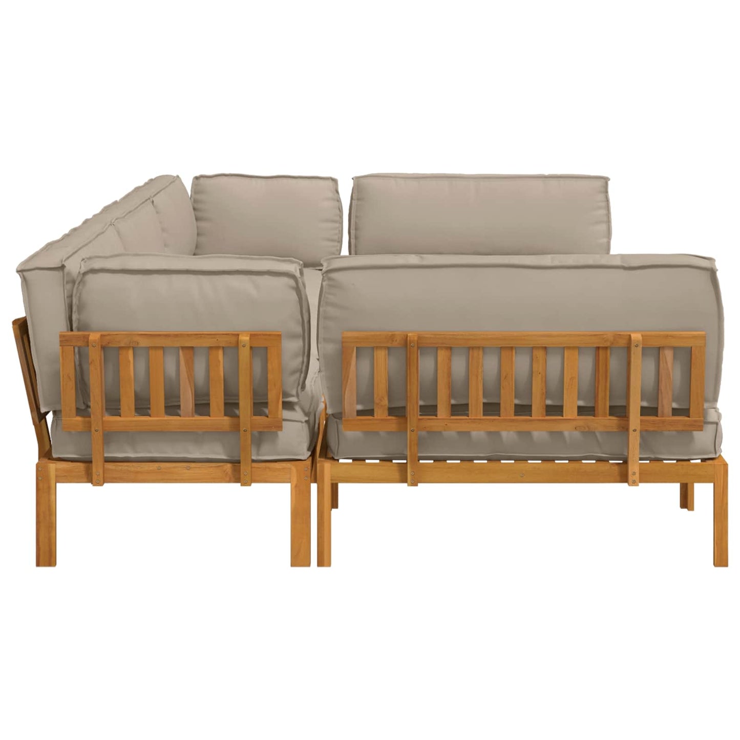 Bankstel met kussen Effen 6 pcs Taupe Massief Acaciahout
