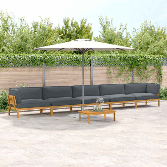 Bankstel met kussen Effen 6 pcs Antraciet Massief Acaciahout is nu te koop bij PeponiXL, paradijselijk wonen!