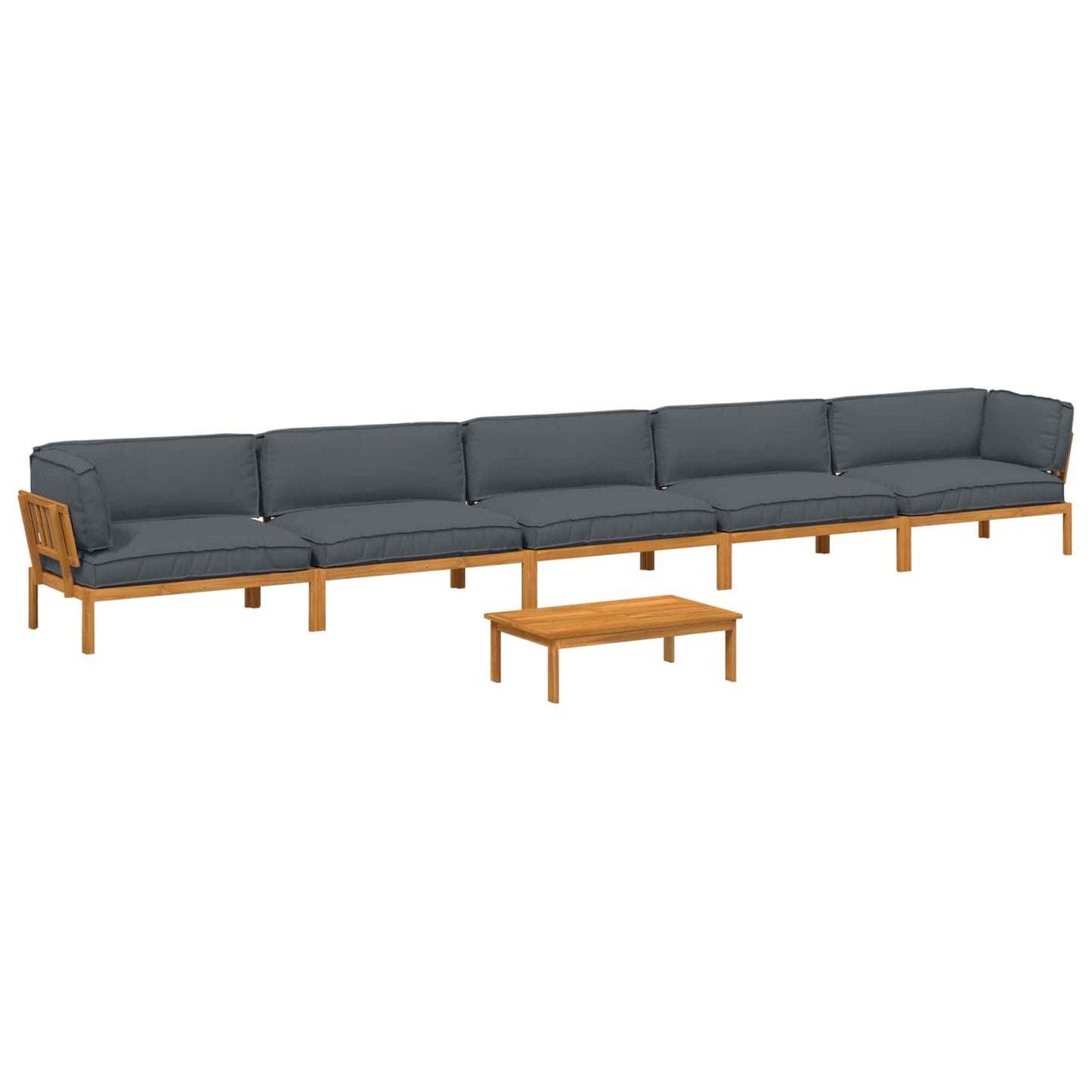 Bankstel met kussen Effen 6 pcs Antraciet Massief Acaciahout