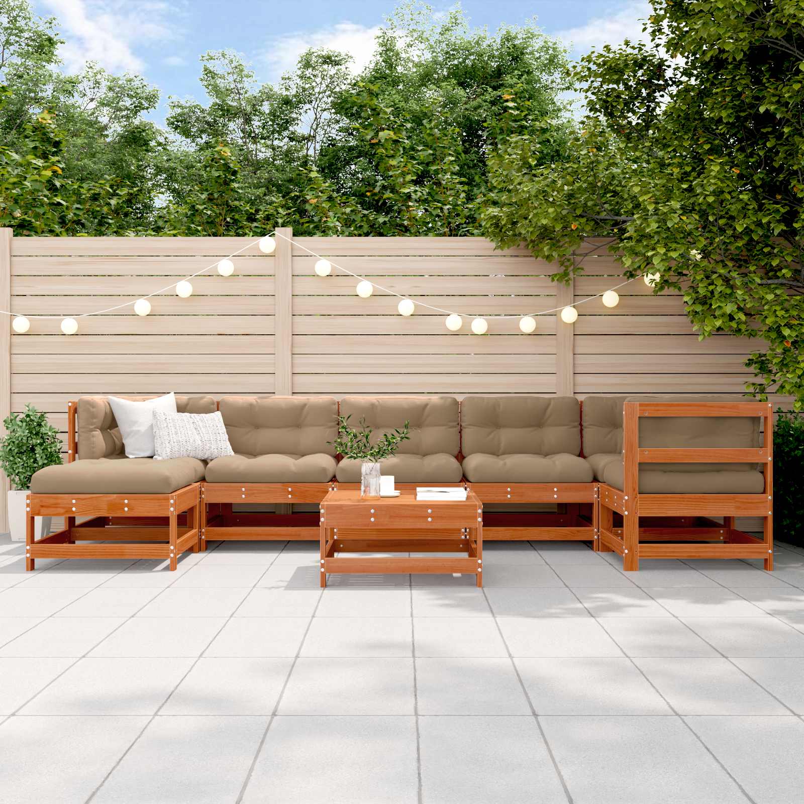 Tuin loungeset 8 pcs Wasbruin Massief grenenhout is nu te koop bij PeponiXL, paradijselijk wonen!
