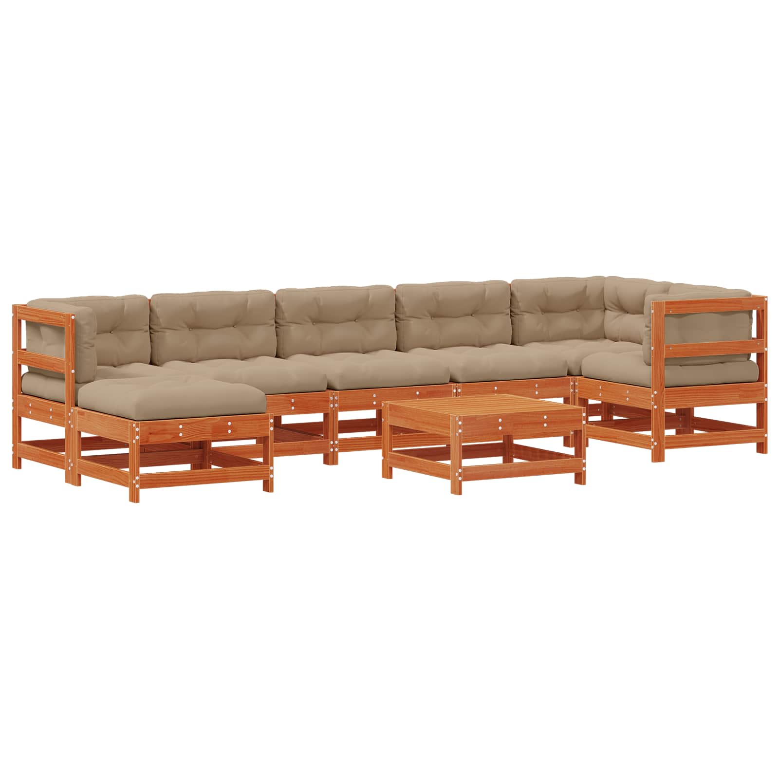 Tuin loungeset 8 pcs Wasbruin Massief grenenhout is nu te koop bij PeponiXL, paradijselijk wonen!