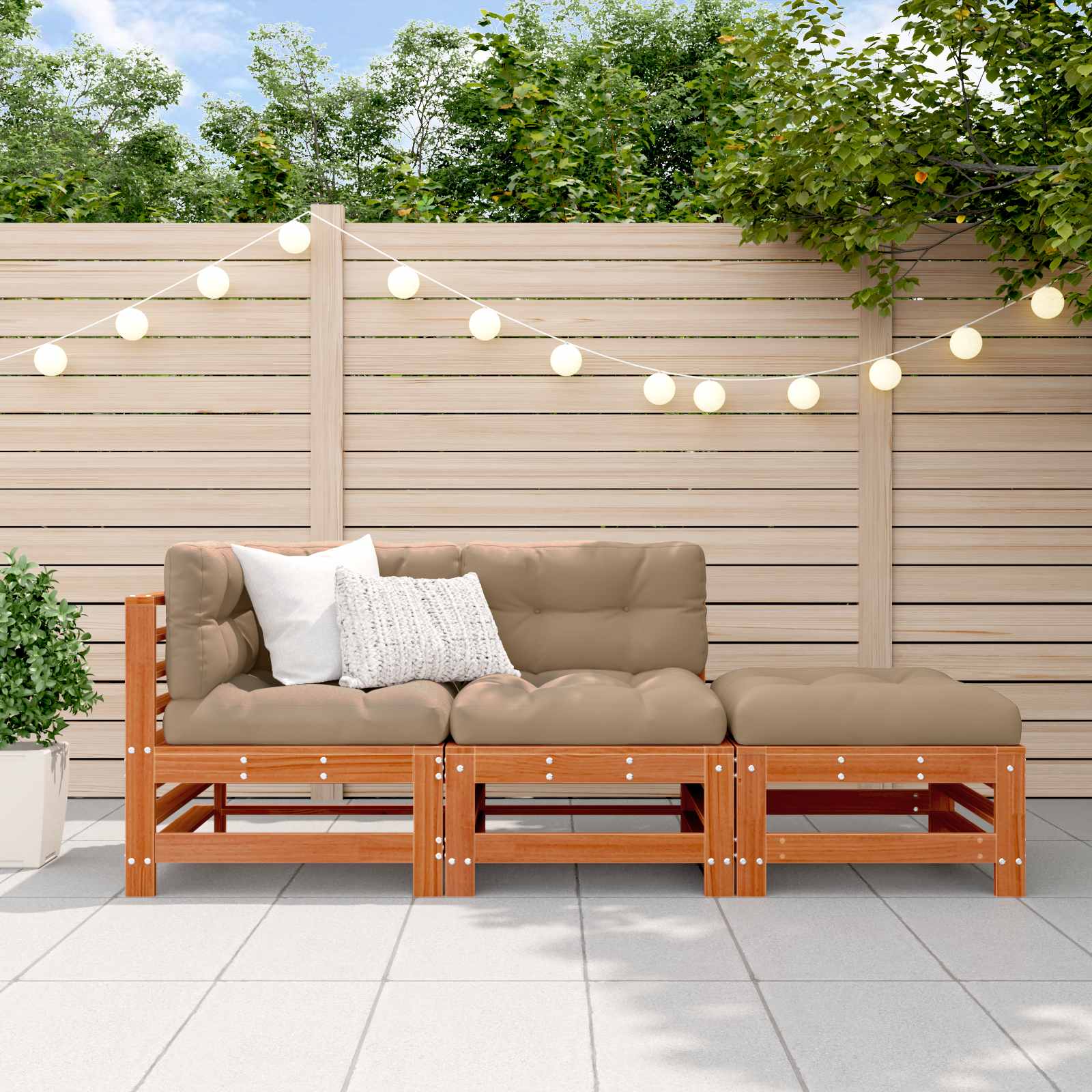 Tuin loungeset 3 pcs Wasbruin Massief grenenhout is nu te koop bij PeponiXL, paradijselijk wonen!