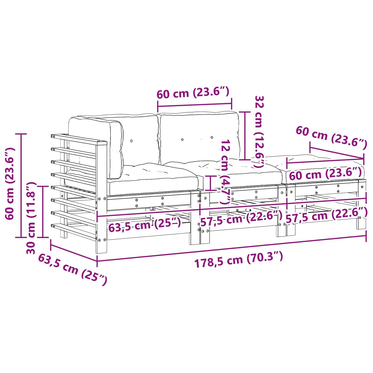Tuin loungeset 3 pcs Wasbruin Massief grenenhout is nu te koop bij PeponiXL, paradijselijk wonen!