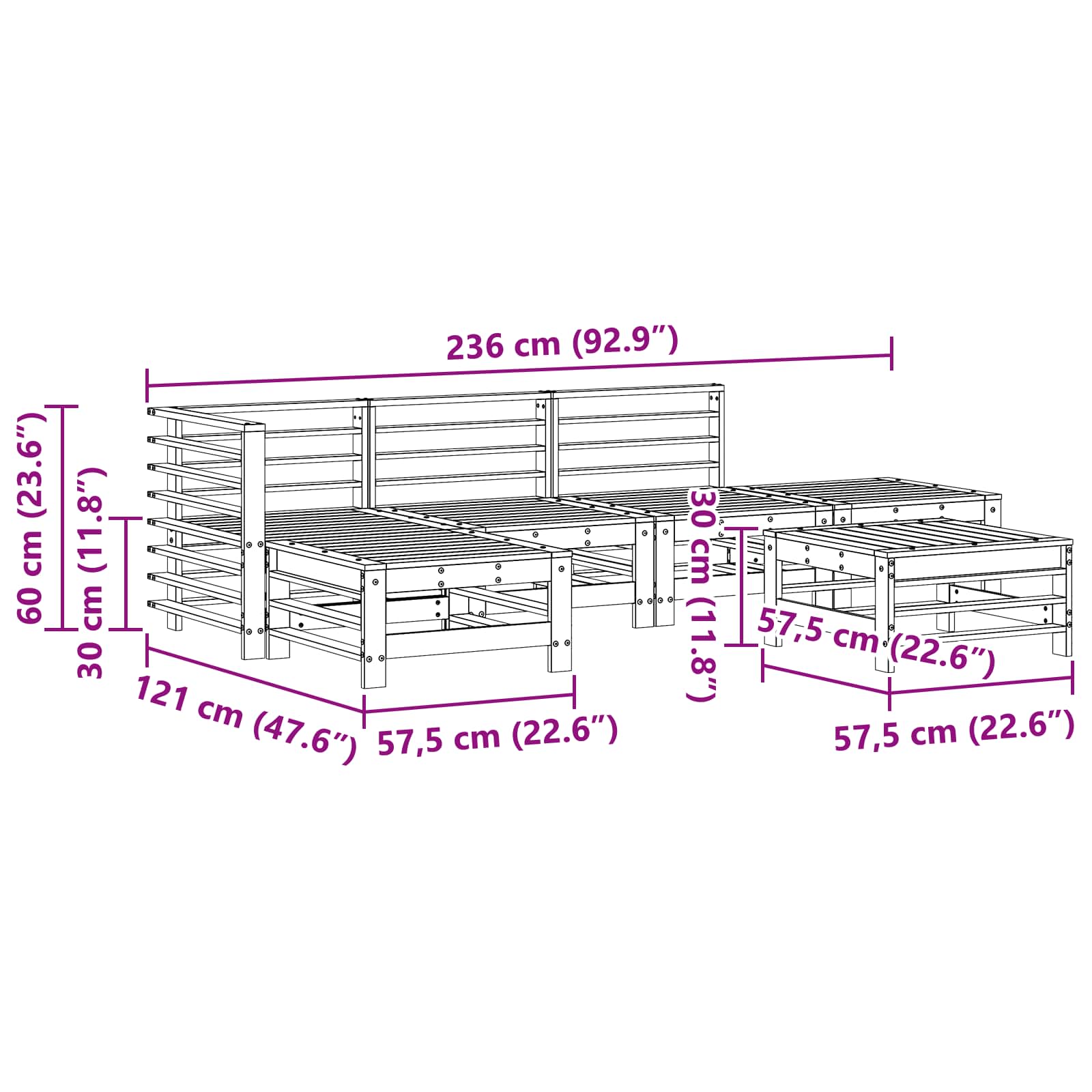 Tuin loungeset 5 pcs Waskleur Bruin Massief grenenhout is nu te koop bij PeponiXL, paradijselijk wonen!