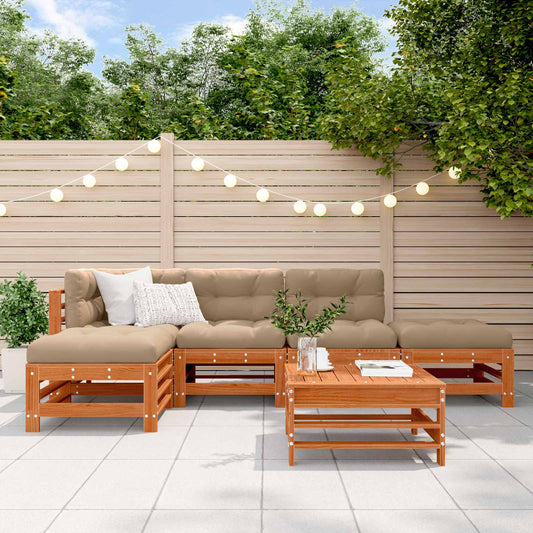 Tuin loungeset 6 pcs Wasbruin Massief grenenhout is nu te koop bij PeponiXL, paradijselijk wonen!