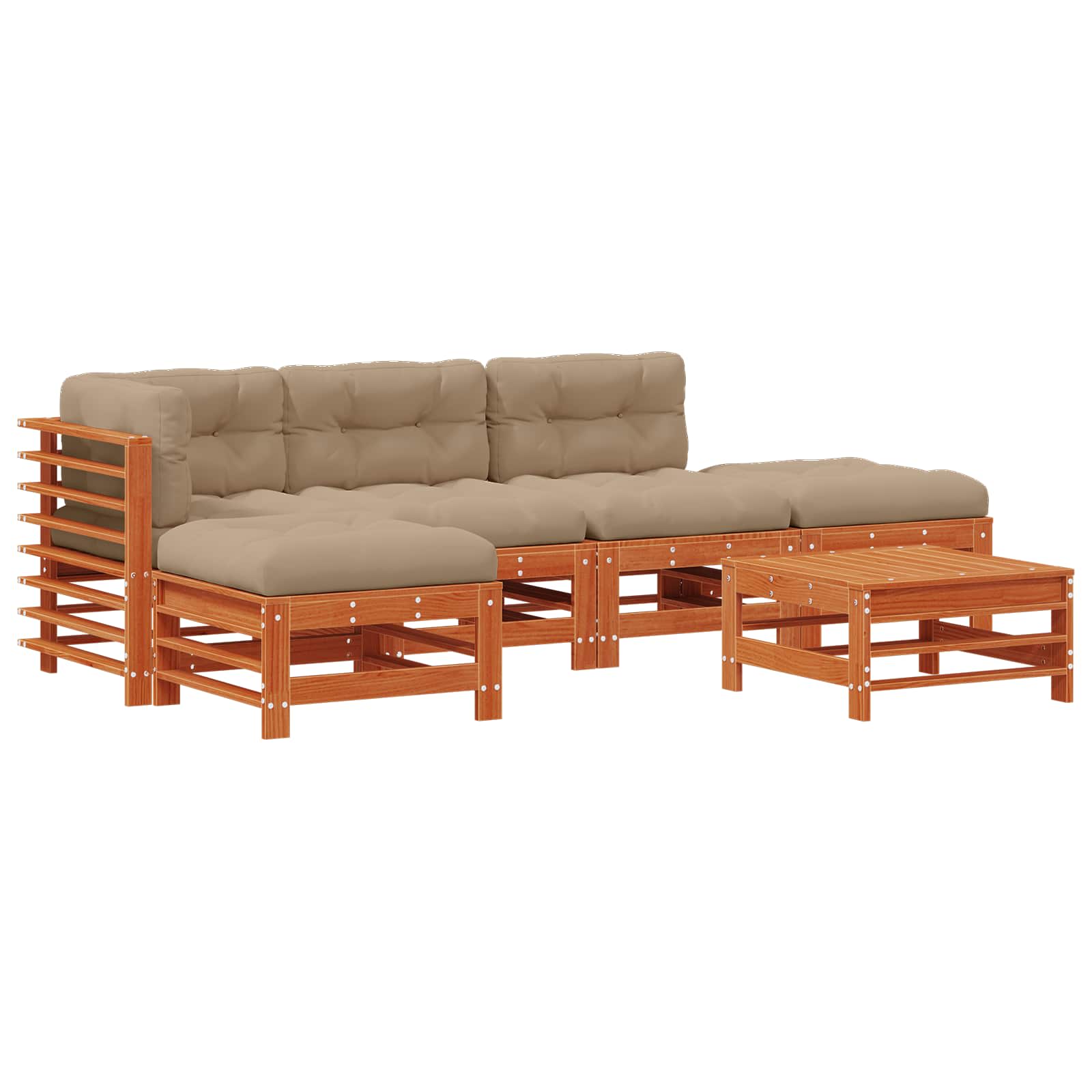 Tuin loungeset 6 pcs Wasbruin Massief grenenhout is nu te koop bij PeponiXL, paradijselijk wonen!