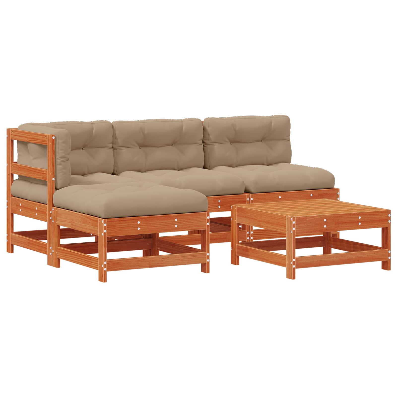 Tuin loungeset 5 pcs Wasbruin Massief grenenhout is nu te koop bij PeponiXL, paradijselijk wonen!
